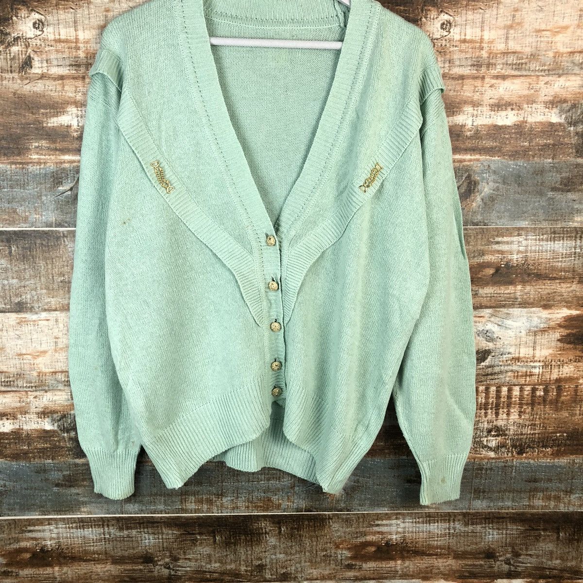 Japanese Brand Japanese Brand Green Cardigan Knitwear #A1360 Size XL / US 12-14 / IT 48-50 - 6 Thumbnail