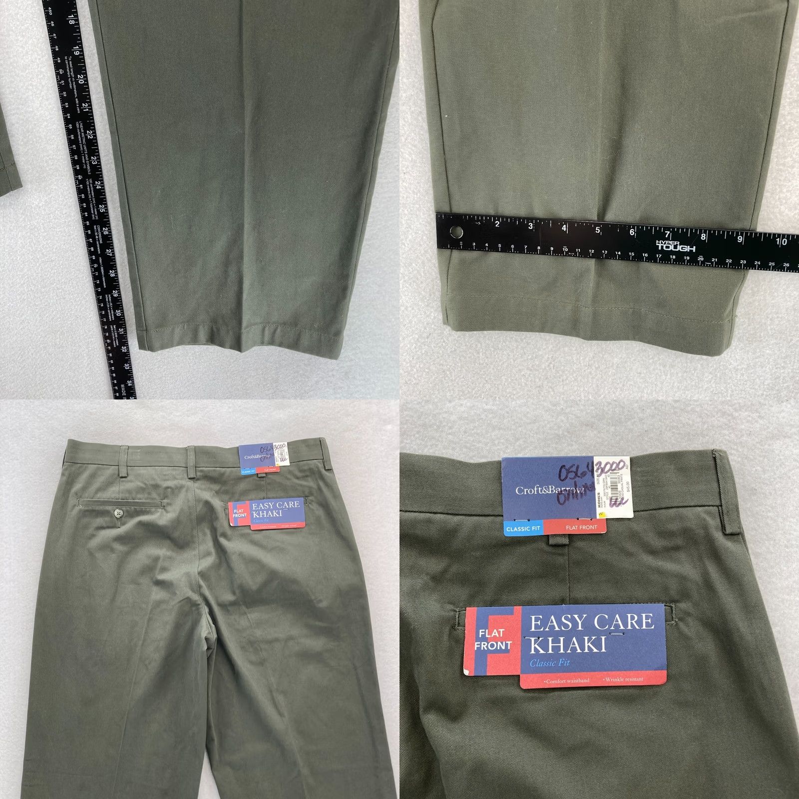 Croft & Barrow Croft & Barrow Easy Care Khaki Pants Mens 36x32 Classic Fit Green Straight Chino Size US 36 / EU 52 - 8 Thumbnail