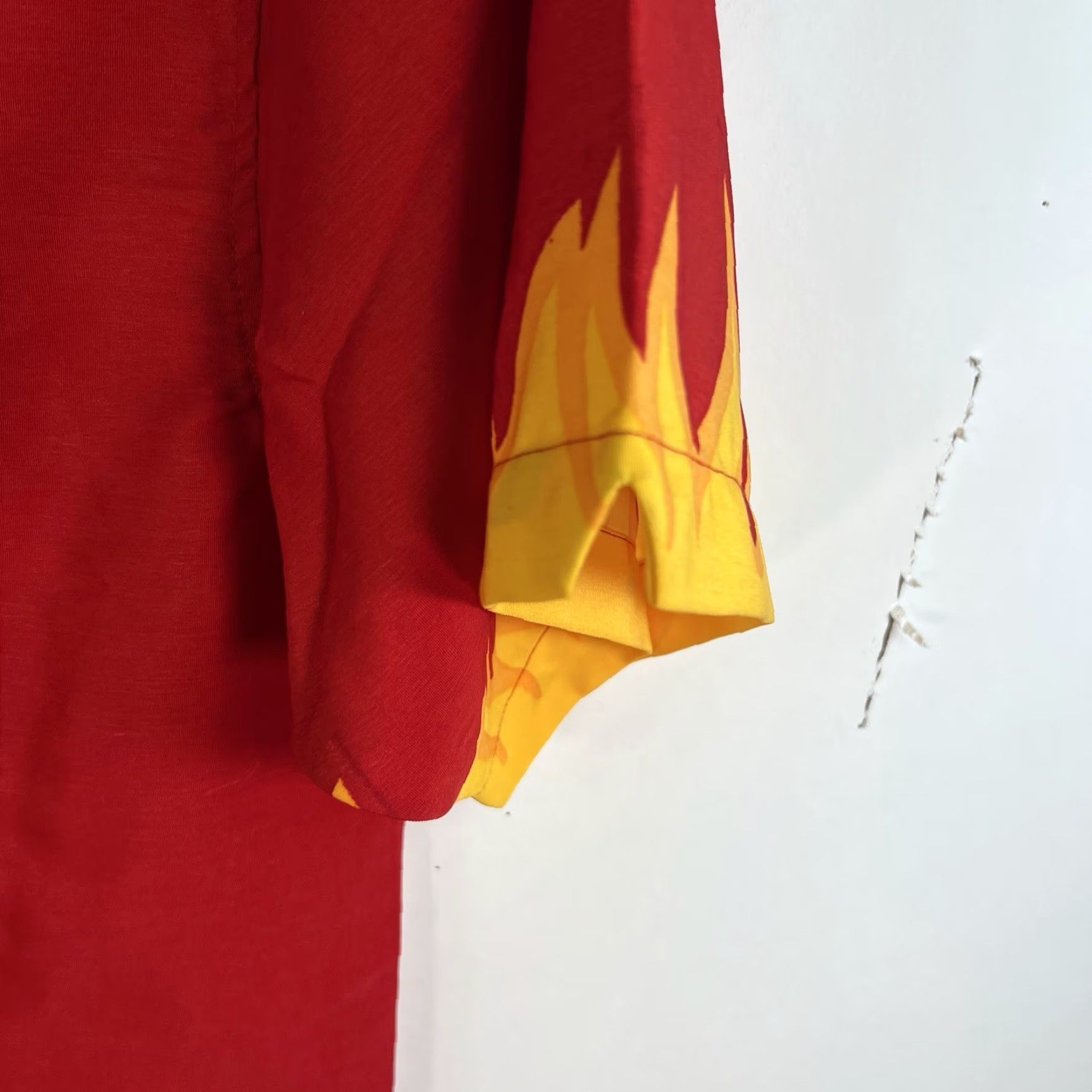 Vintage VINTAGE Johnny Blaze Button-Up Shirt Mens XL Red AOP Fire Y2K Graphic Print Embroidered Short Sleeve Casual Regular Fit Size US XL / EU 56 / 4 - 3 Thumbnail