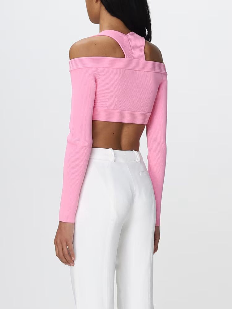 Alexander McQueen o1y0325 Crop Top in Pink Size L / US 10 / IT 46 - 3 Thumbnail