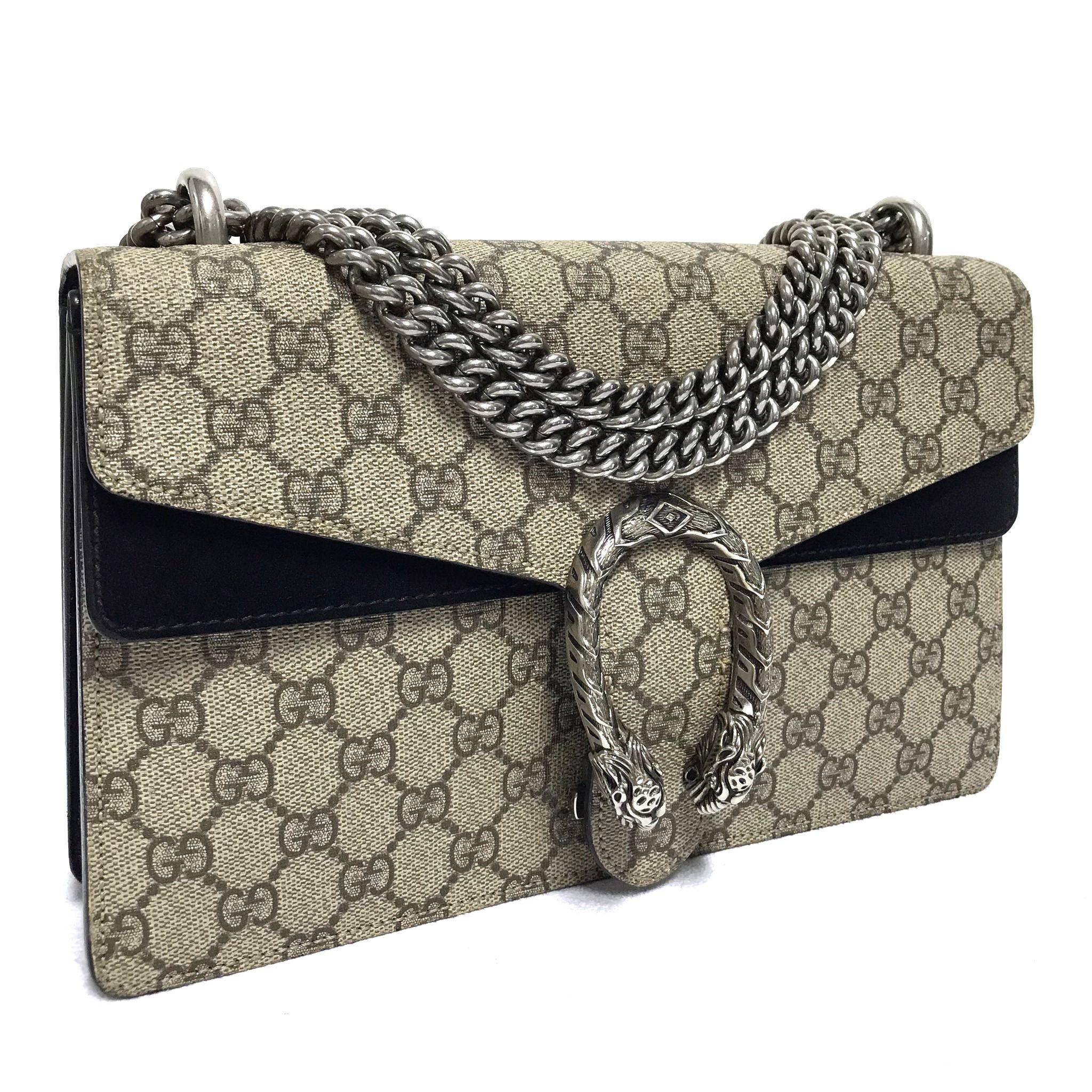 Gucci Gucci Dionysus GG Supreme Black Suede Medium Size ONE SIZE - 3 Thumbnail