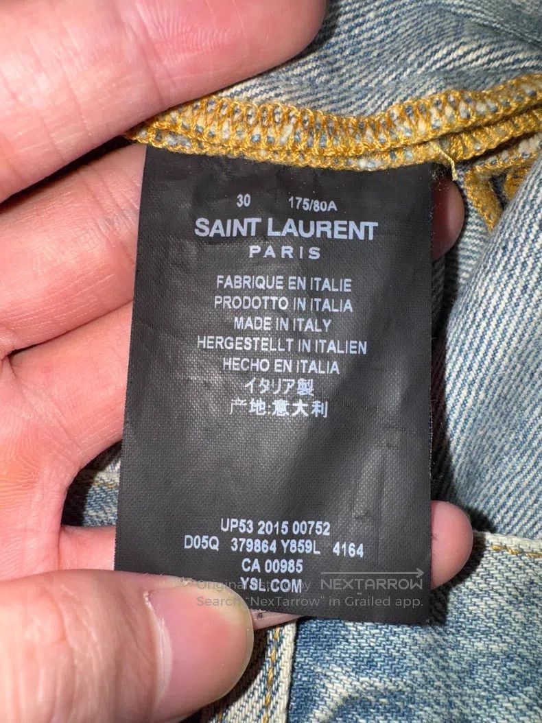 Saint Laurent Paris Saint Laurent Paris Light Blue Washed Distressed Ripped De Size US 30 / EU 46 - 7 Thumbnail