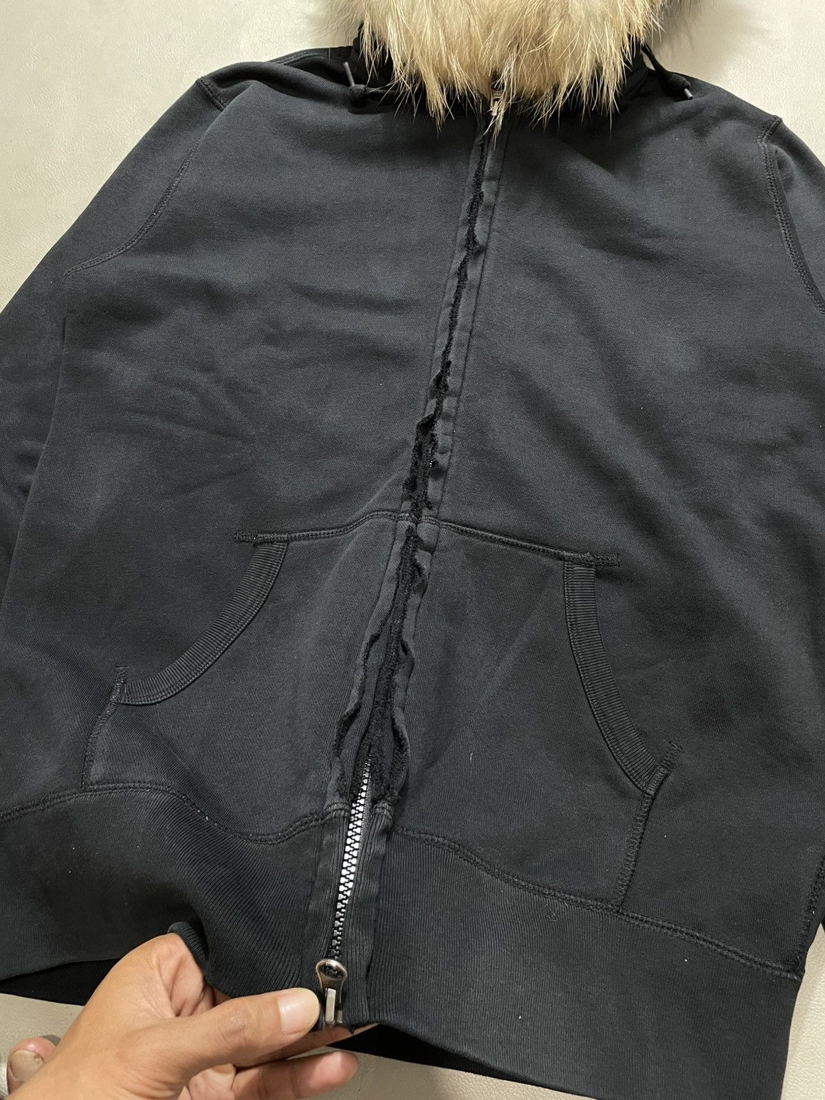 If Six Was Nine Japanese Black Distressed Zip Fur Hoodie ifisix lgb style Size US L / EU 52-54 / 3 - 3 Thumbnail
