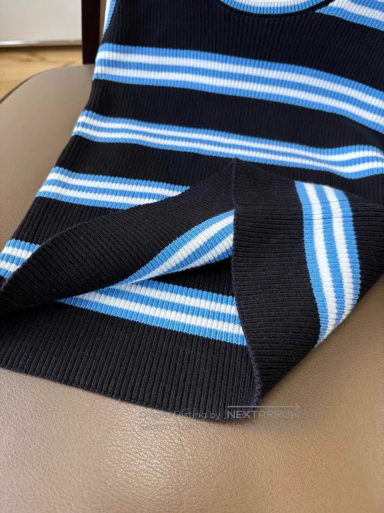 Chanel Chanel 24A black blue and white striped knitted vest Size XXS / US 00 / IT 34 - 5 Thumbnail