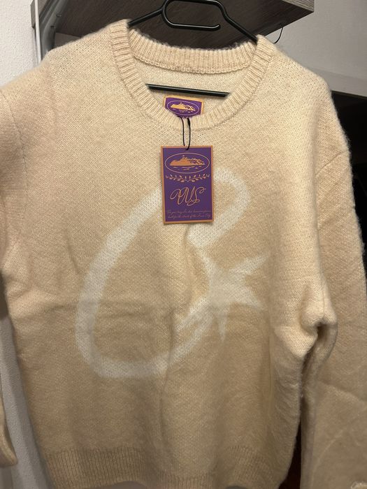 Corteiz Corteiz C Star Mohair Knit Sweater Cream | Grailed
