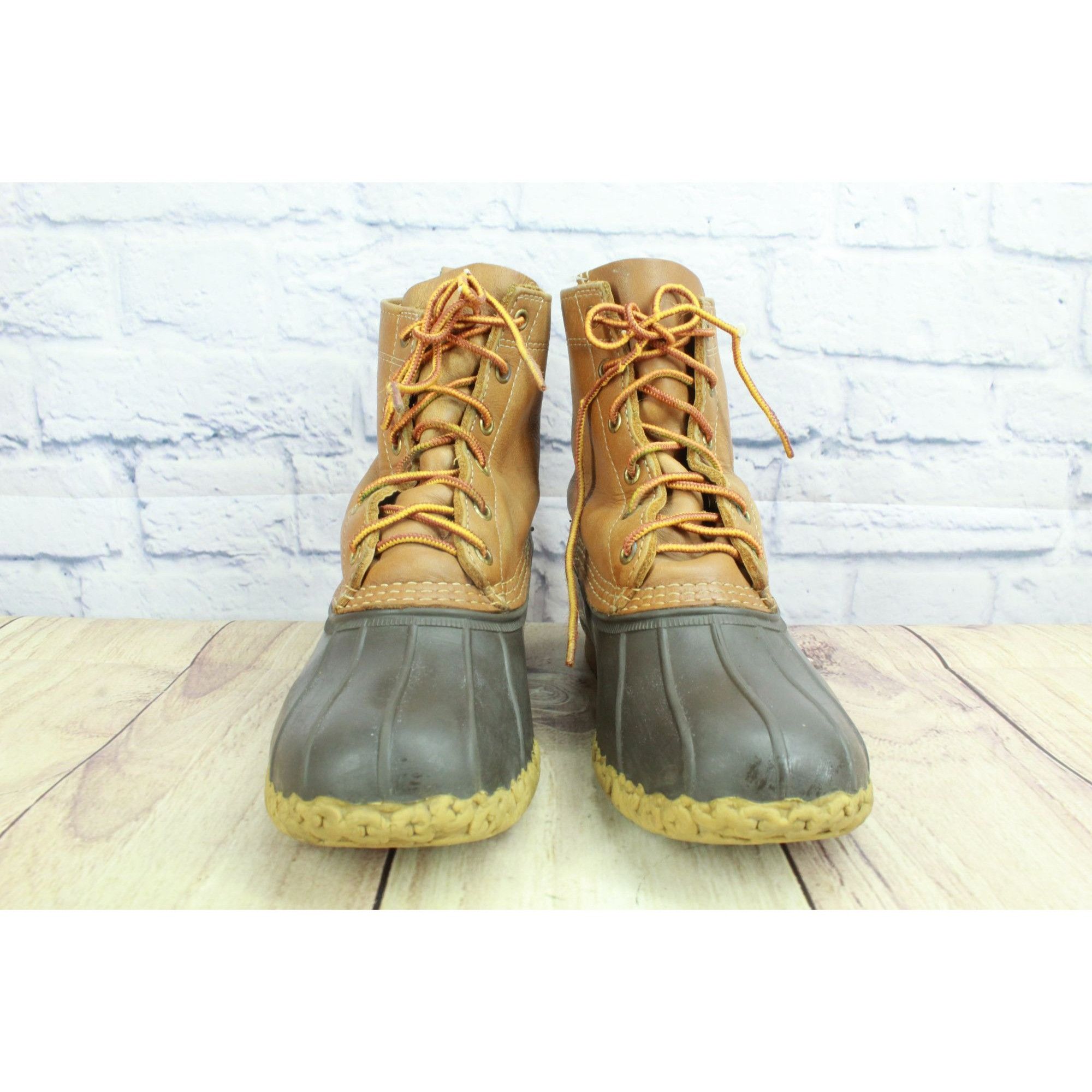 L.L. Bean LL Bean Brown Leather Unlined Ankle Lace-Up Duck Boots Size US 8 / IT 38 - 4 Thumbnail