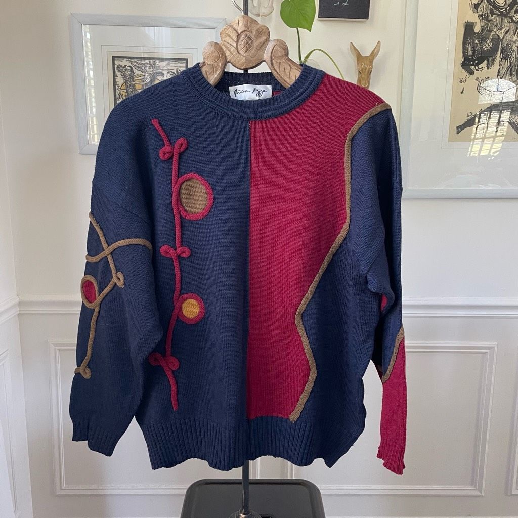 Andrew Fezza Vintage 90s Andrew Fezza 3D Knit Sweater MET MMA Exhibit Des Size US L / EU 52-54 / 3 - 1 Thumbnail