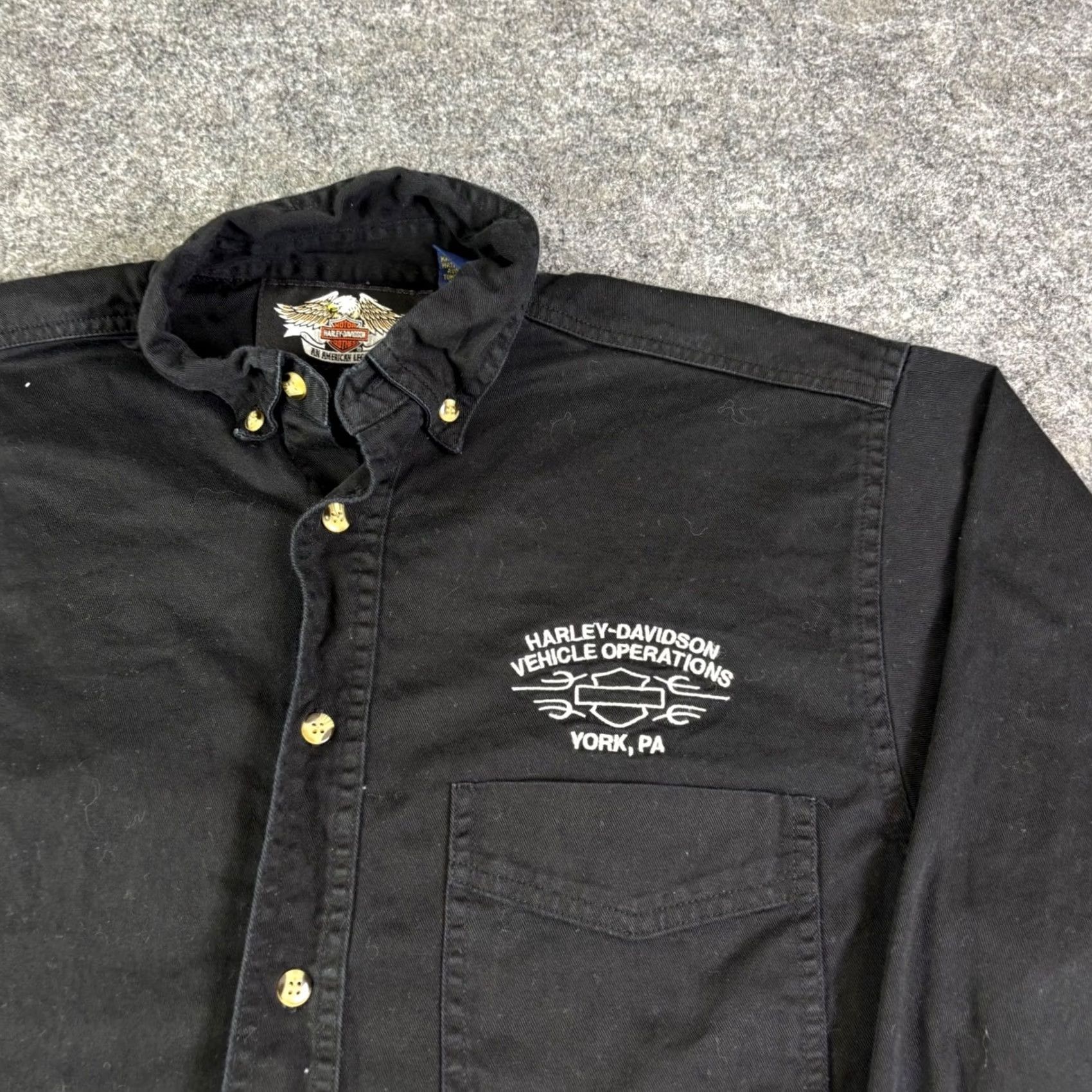 Harley Davidson Harley-Davidson Mens Black Cotton Embroidered Vehicle Operations Shirt Size US S / EU 44-46 / 1 - 7 Thumbnail