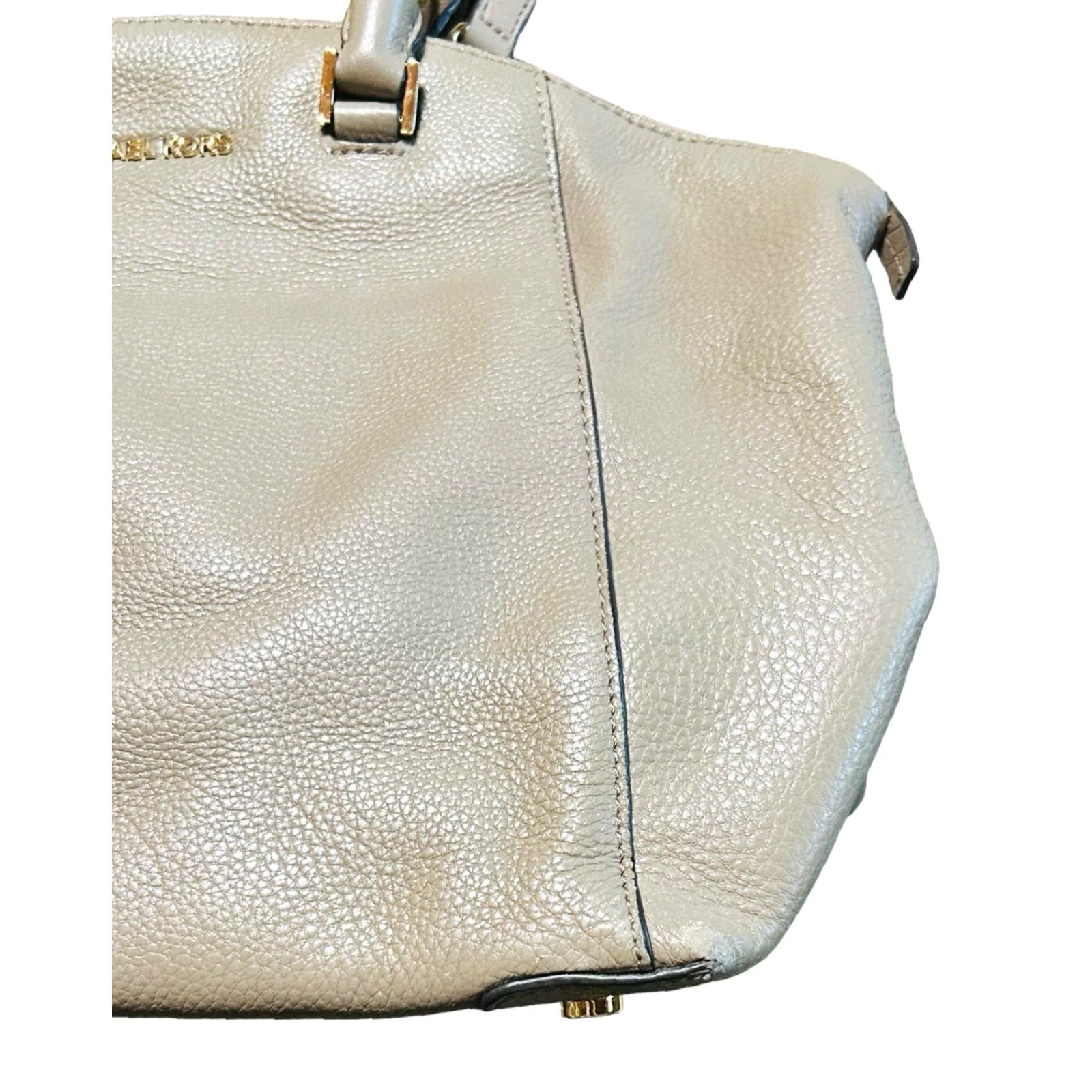 Vintage MICHAEL KORS Riley Leather Crossbody Purse Tote Shoulder Handbag Womens Brown Bag Gray Strap 15in 11in 16in 3in Pebbled Size ONE SIZE - 4 Thumbnail