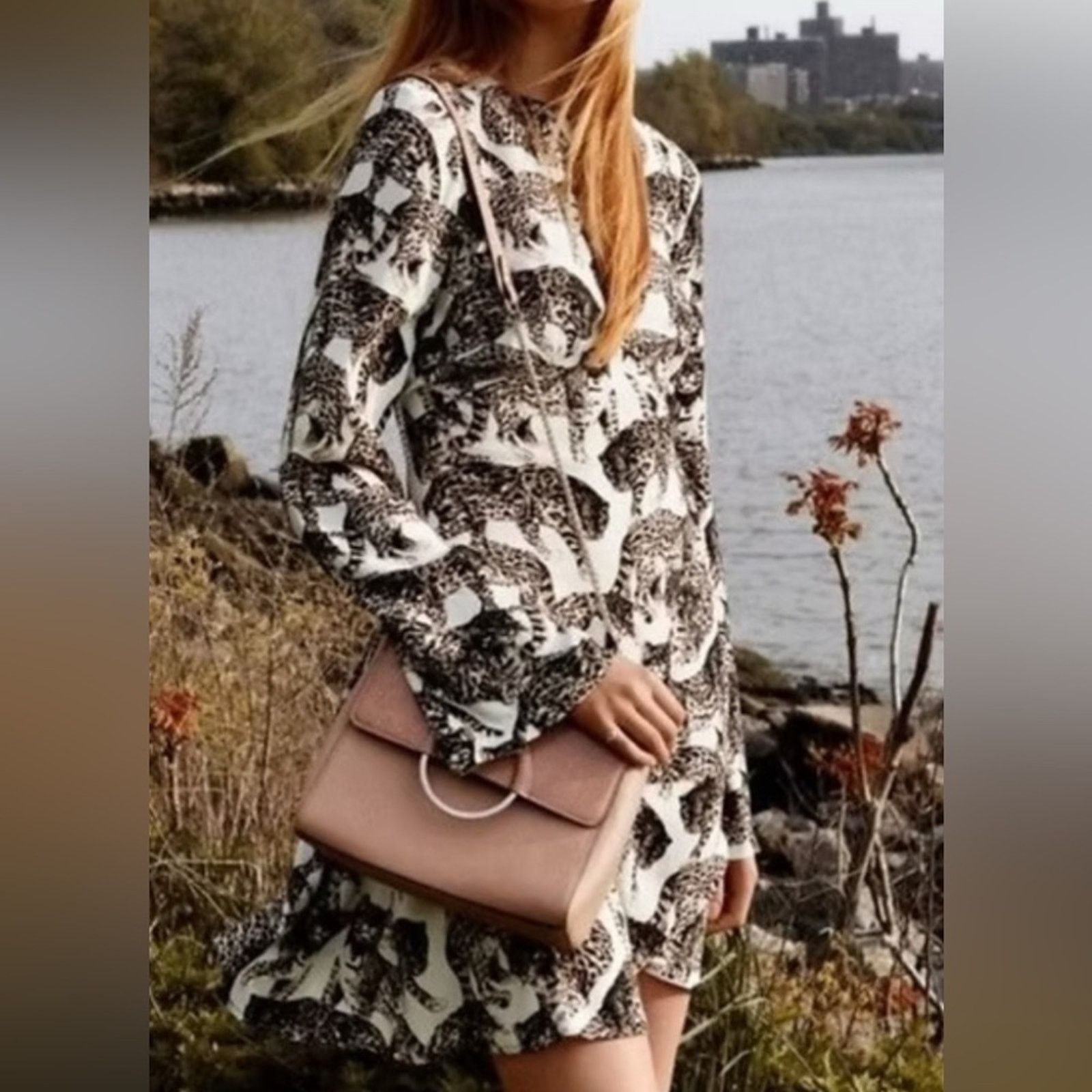 H&M H&M Black and White Leopard Print Long Sleeve Dress Size S / US 4 / IT 40 - 2 Thumbnail
