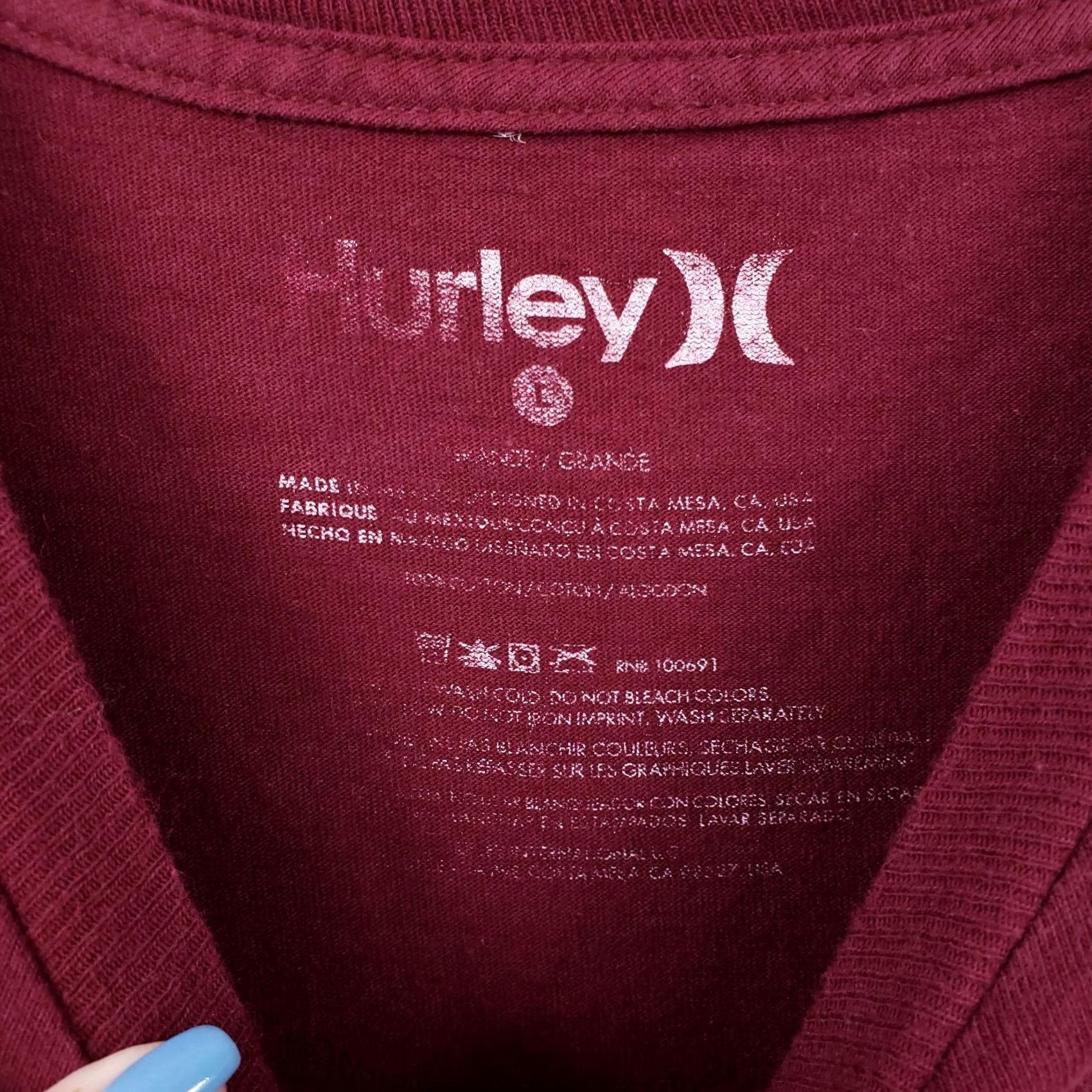 Hurley Hurley T-Shirt Mens L Red Logo Print Crew Neck Short Sleeves Cotton Tee Size US L / EU 52-54 / 3 - 3 Thumbnail
