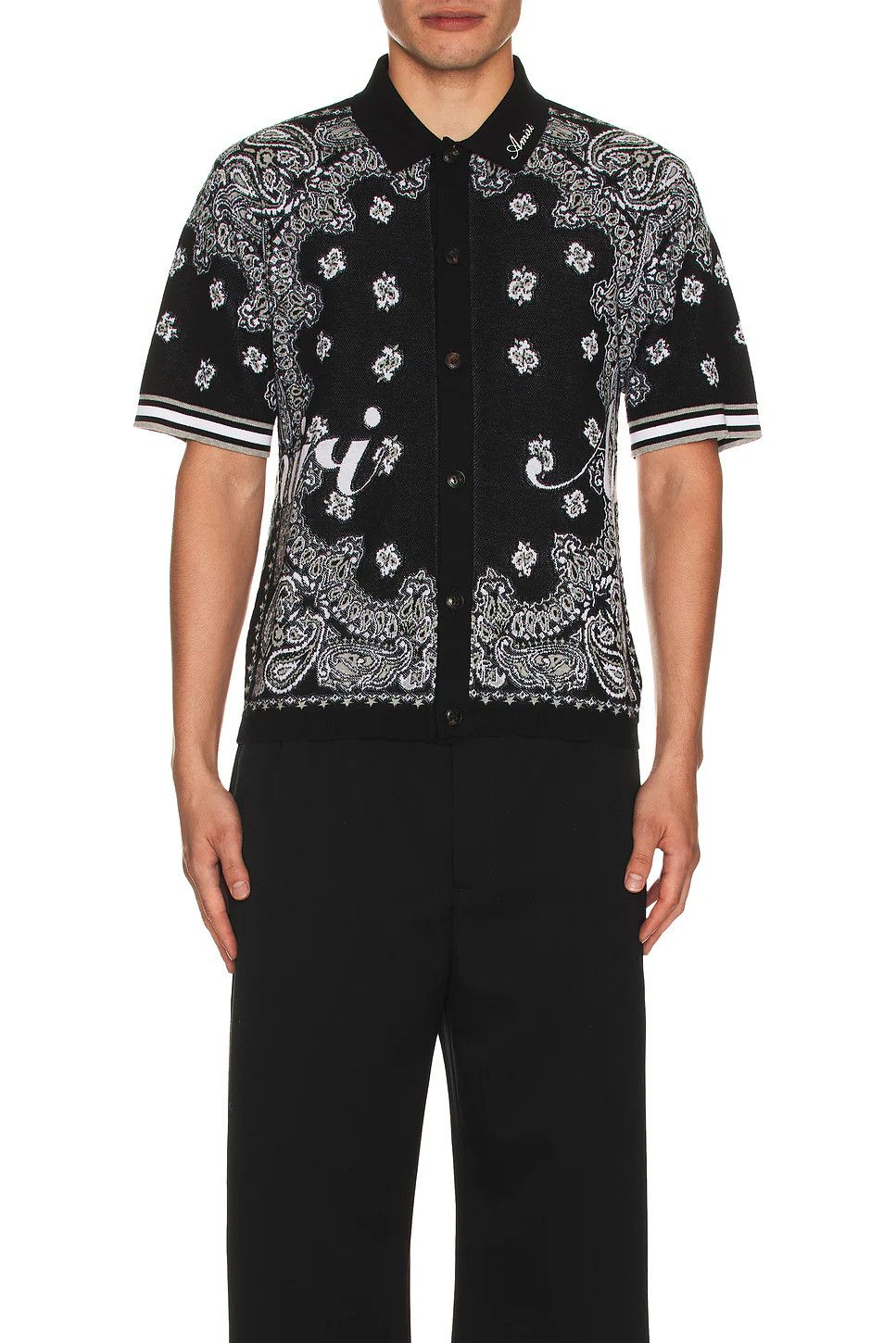 Amiri o1w1db10125 Bandana Polo Shirt in Black/White Size US M / EU 48-50 / 2 - 3 Thumbnail