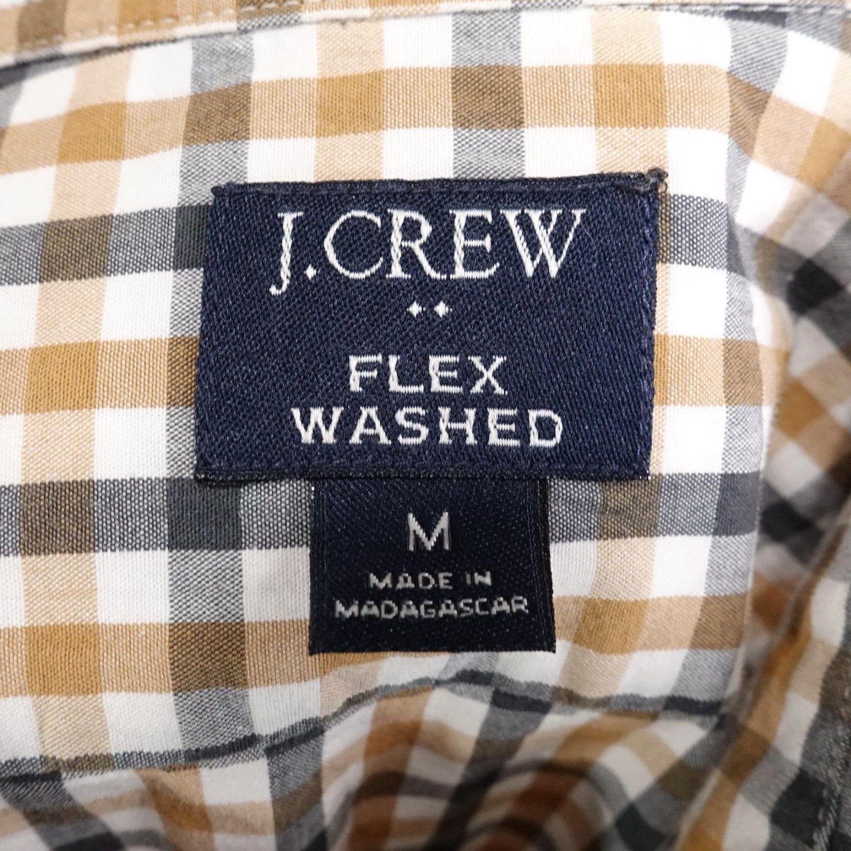 J.Crew J.CREW Shirt Mens M Beige Check Long Sleeve Button-Up Slim Untucked Flex Washed Size US M / EU 48-50 / 2 - 6 Thumbnail