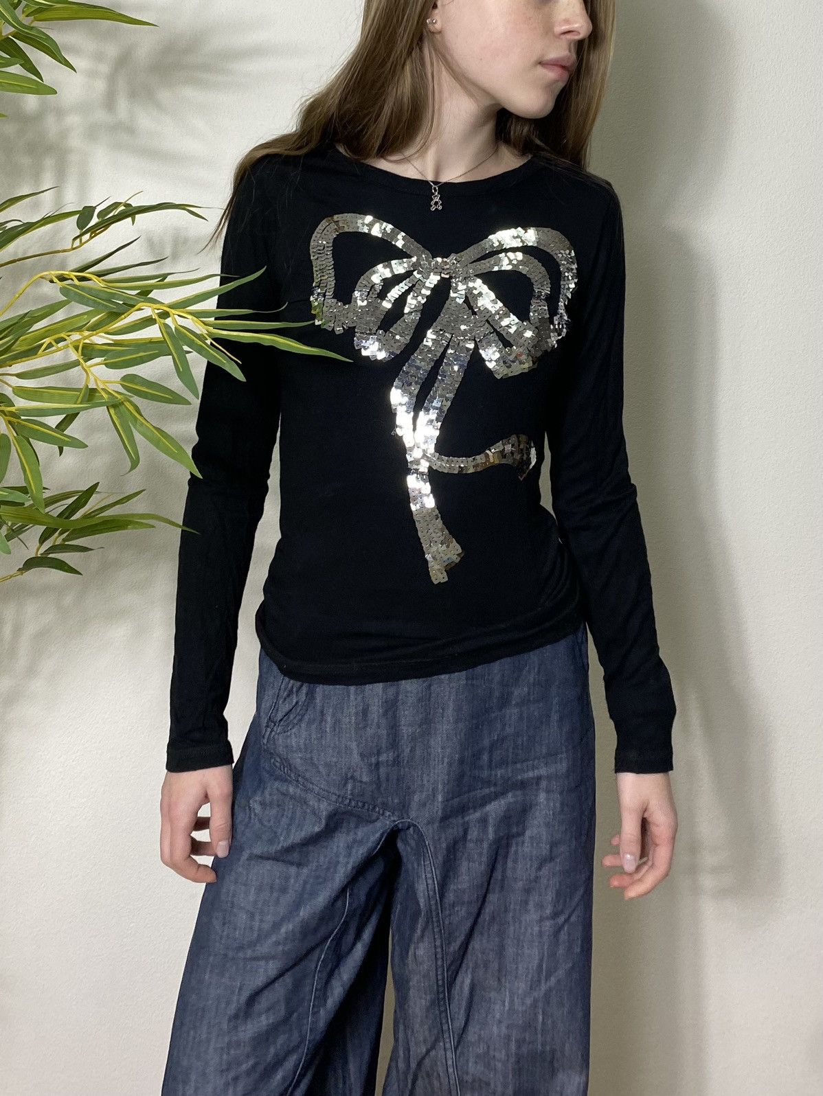 Vintage 2000s CUTE SEQUIN/PHINESTONE BOW LONGSLIVE Size S / US 4 / IT 40 - 5 Thumbnail