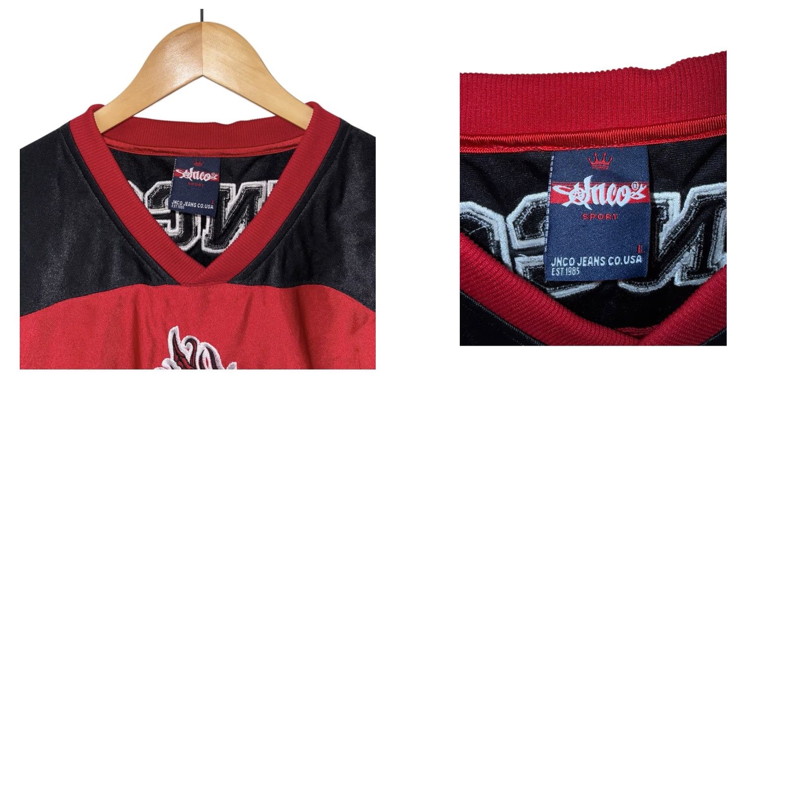 JNCO VINTAGE JNCO Jeans Dragon Black Red 85 Jersey Size Large RARE 90s Mens Casual Activewear L Red 90s Mens Size US L / EU 52-54 / 3 - 8 Thumbnail