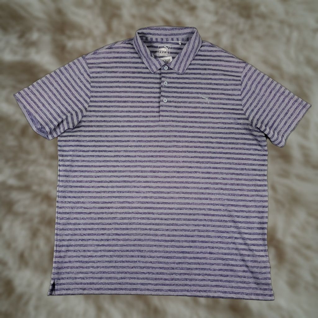 Puma Puma Polo Shirt Mens XL Purple Striped Golf Casual Short Sleeve Adult Size US XL / EU 56 / 4 - 1 Thumbnail