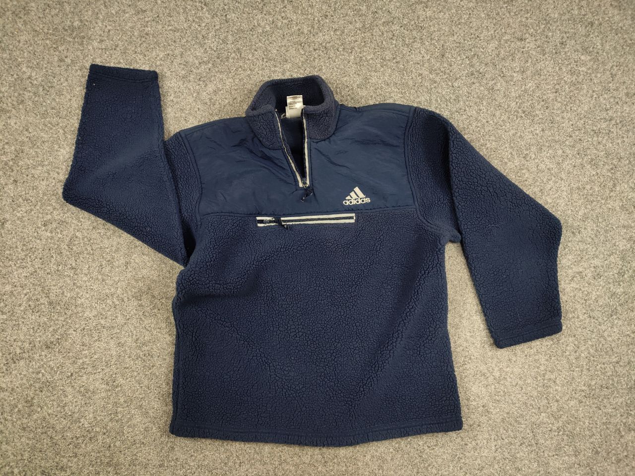 Adidas Vintage 90's Adidas Teddy Fleece Dark Zip Pullover Jacket Size US M / EU 48-50 / 2 - 7 Thumbnail