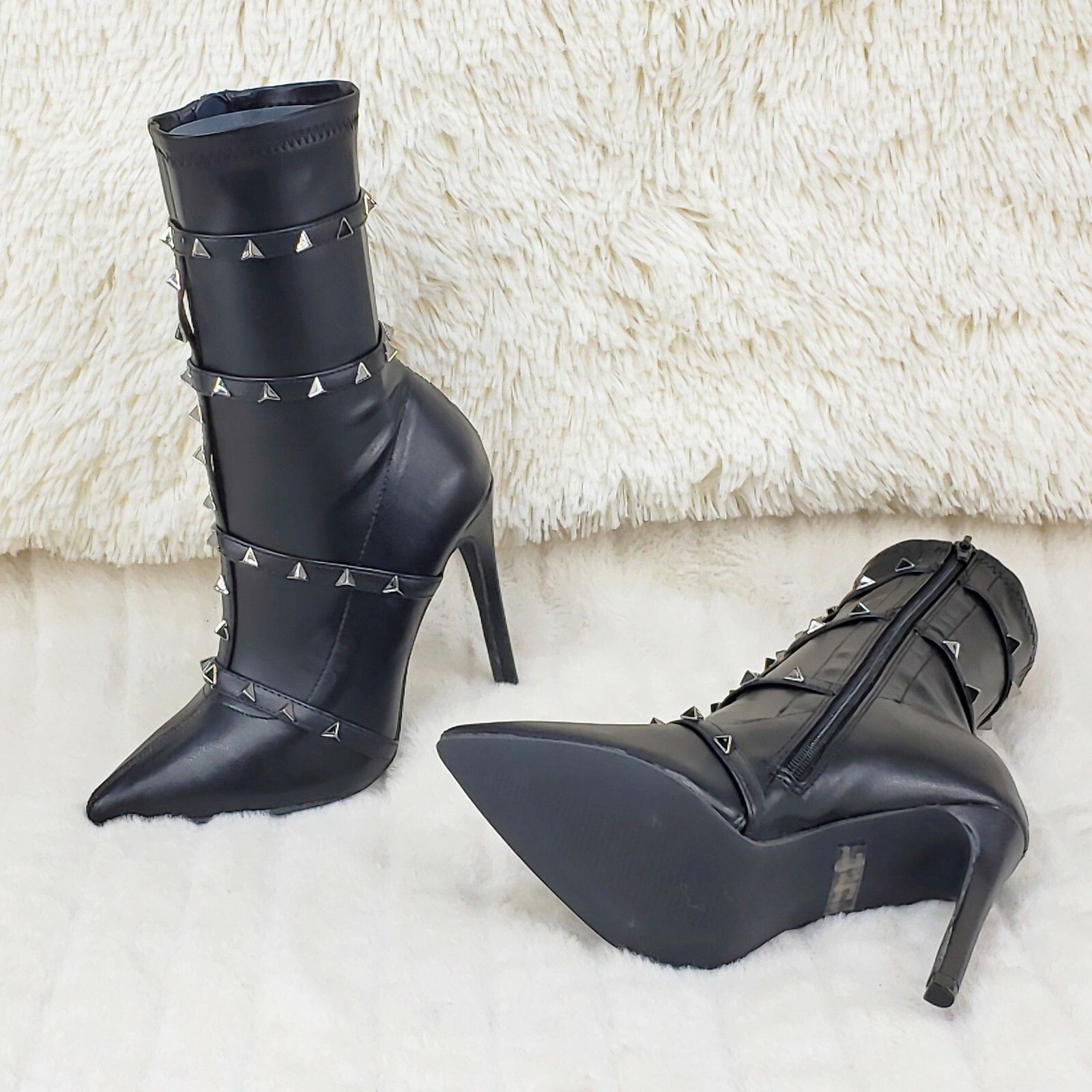 Other Mark Pyramid Stud Strap High Heel Pointy Toe Stretch Ankle B Size US 9 / IT 39 - 5 Thumbnail
