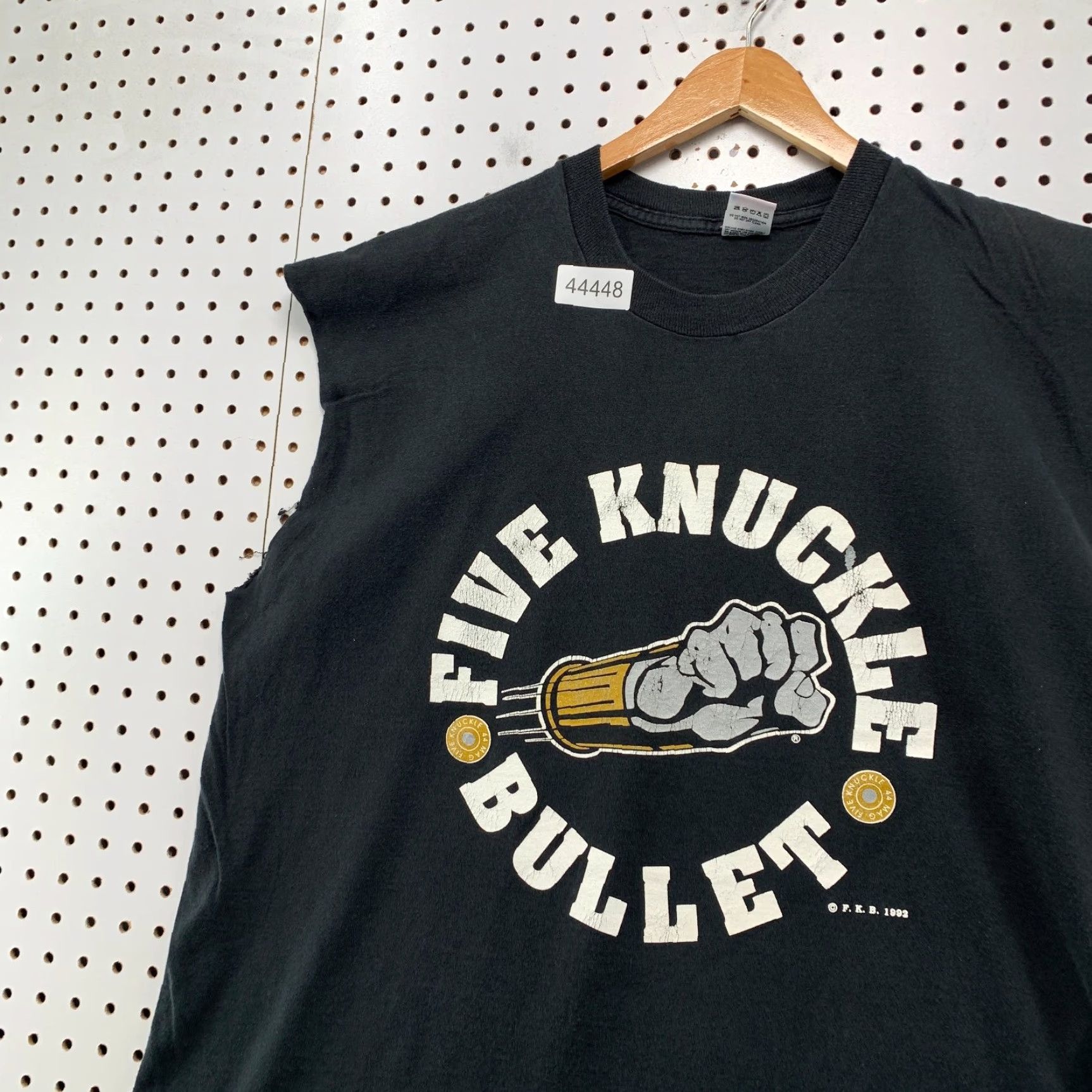 Fruit Of The Loom VINTAGE Five Knuckle Bullet T Shirt Mens 2XL Black Army Graphic Cotton Crew Neck Sleeveless 2000s Mens Size US XXL / EU 58 / 5 - 4 Thumbnail