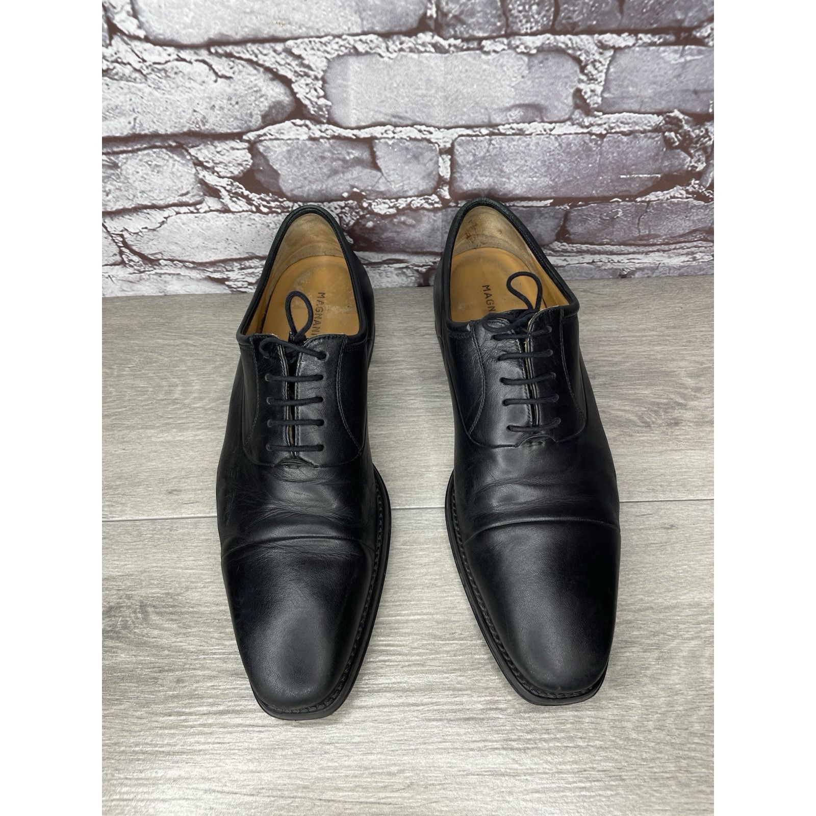 Magnanni Magnanni Black Leather Cap Toe Lace Up Oxfords Dress Shoes M Size US 10 / EU 43 - 2 Thumbnail