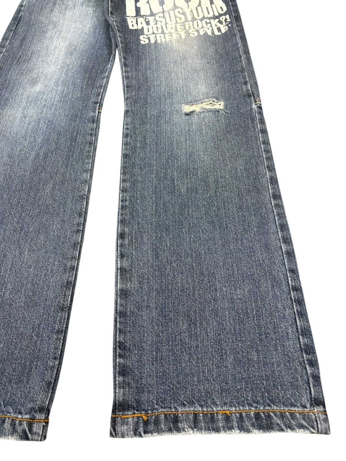 Japanese Brand Vintage Japanese Double Waist Printed Distress Loose Jeans Size US 29 - 7 Thumbnail