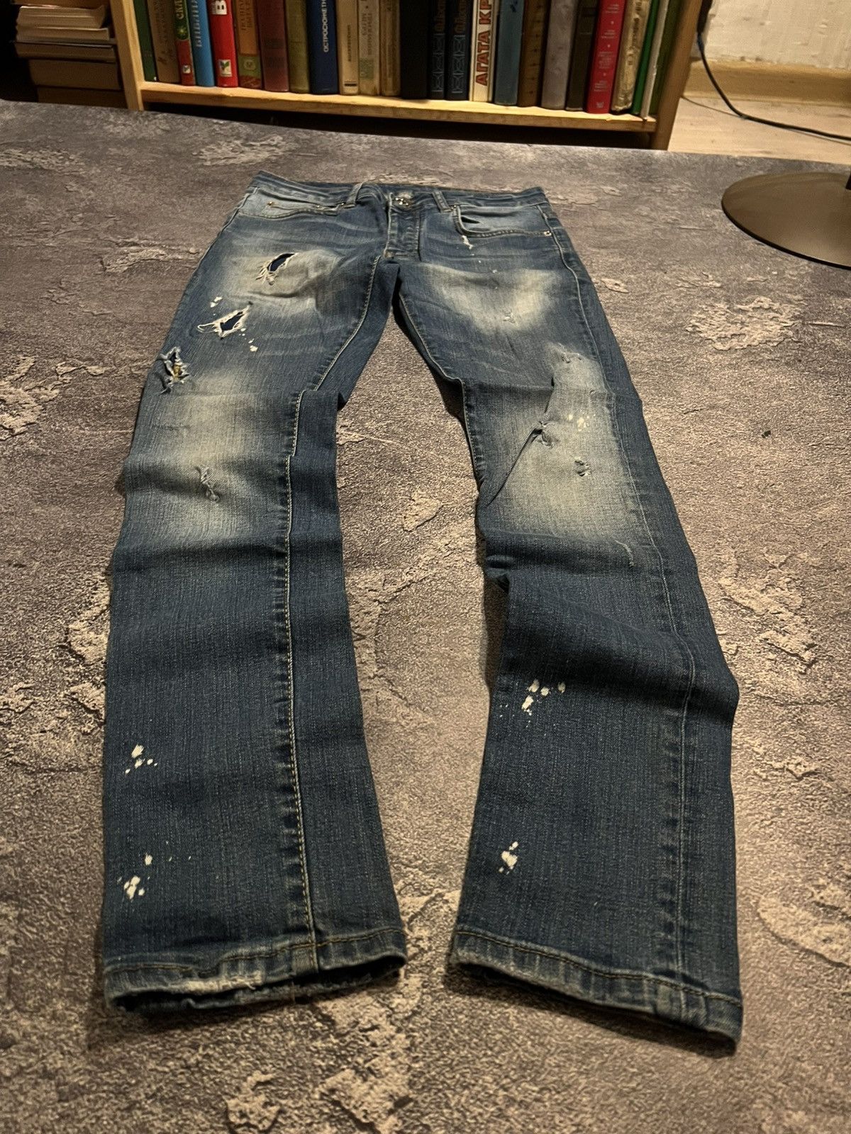 Vintage Skinny Faded Distressed Jeans / Y2K Archive Streetwear 90 Size US 30 / EU 46 - 1 Thumbnail