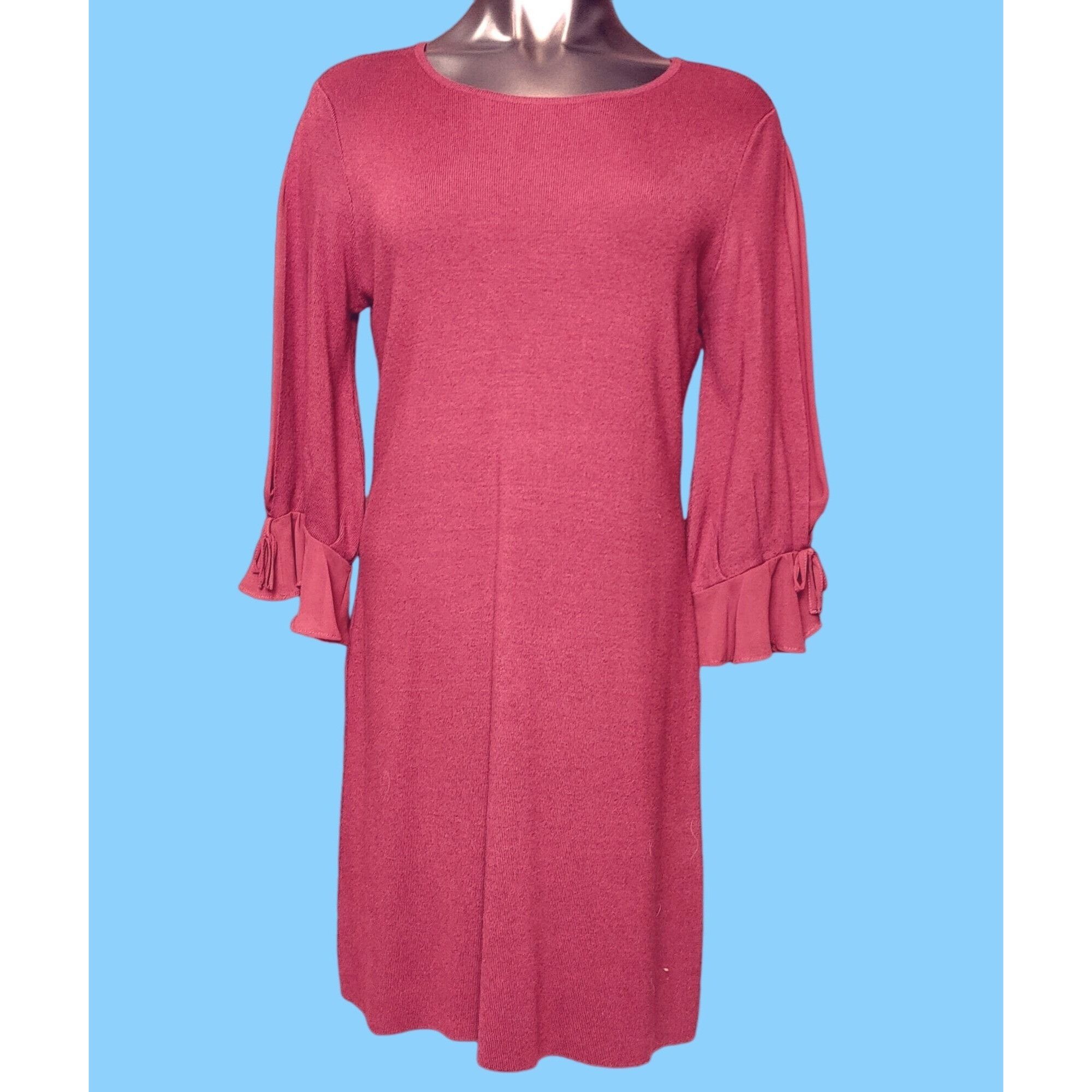 Other New York & Company Women's Knitted/Woven Red Ruffled Sleeve Size S / US 4 / IT 40 - 1 Thumbnail