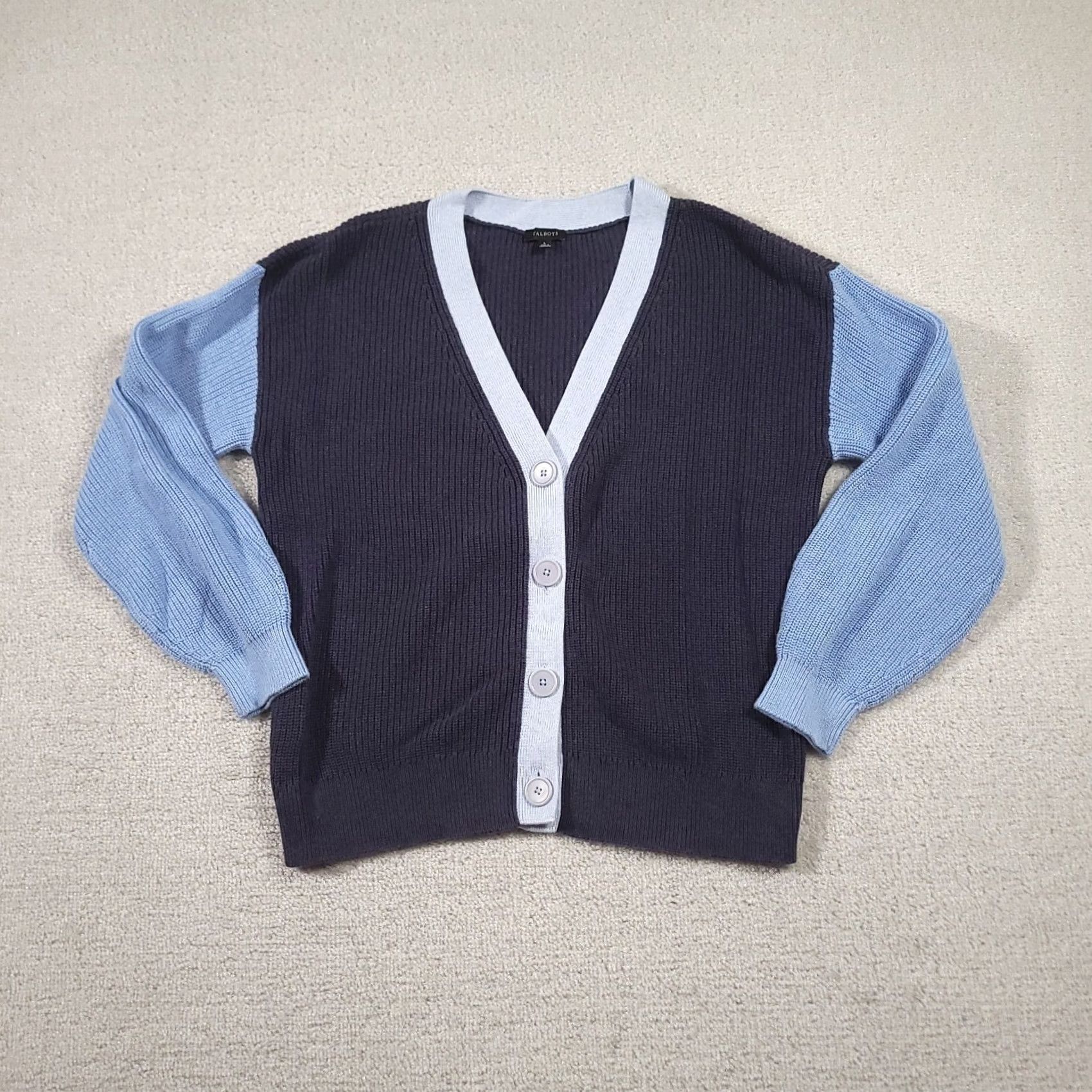 Talbots Talbots Cardigan Sweater Womens Large Blue Colorblock Pima Cotton Career Shirt Mens? Size L / US 10 / IT 46 - 2 Thumbnail