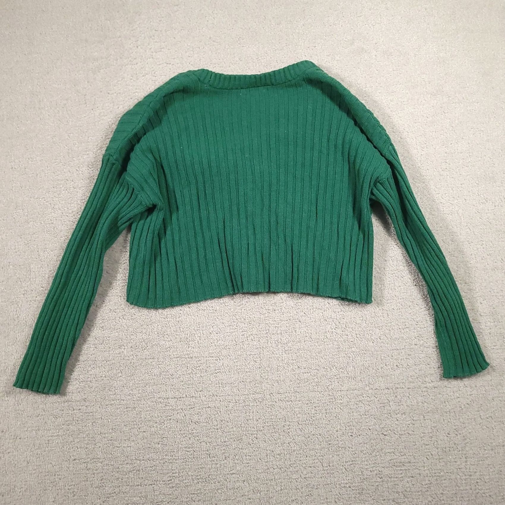American Eagle Outfitters American Eagle Cardigan Women’s L Cropped Preppy Green Knit Long Sleeve V-Neck Size L / US 10 / IT 46 - 7 Thumbnail