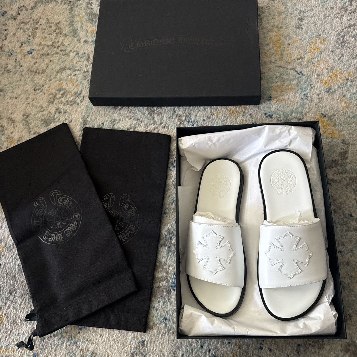Chrome Hearts Authentic Chrome hearts white leather slides Size US 9 / IT 39 - 6 Thumbnail