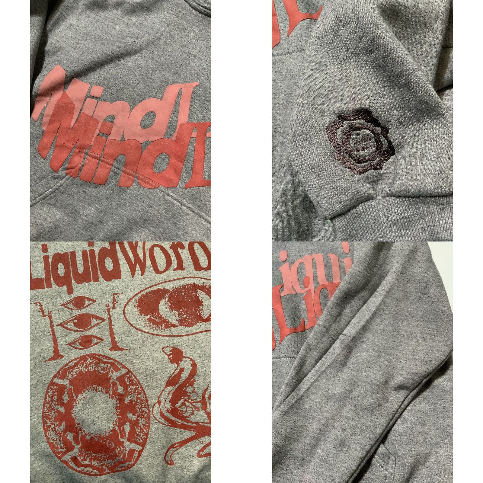 Vintage VINTAGE Mind Liquid “Liquid Words” Gray Fleece Graphic Puff Print Pullover Hoodie M Mens Pullover Hoodie Gray Mind Liquid Size US M / EU 48-50 / 2 - 8 Thumbnail