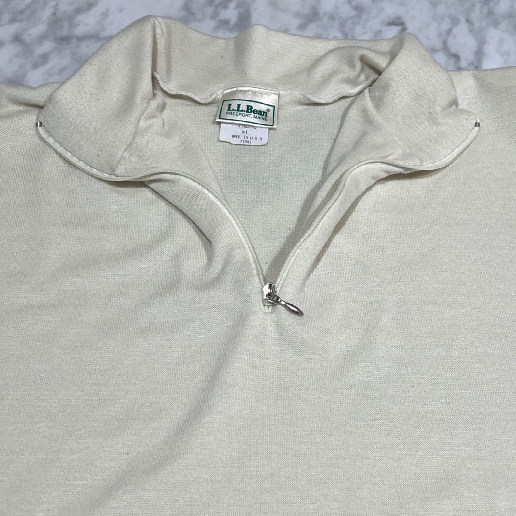 Vintage L.L. Bean Shirt Mens XL Beige 1/4 Zip Long Sleeve Base Layer Made USA Vintage Cleaned Pattern Solid Size US XL / EU 56 / 4 - 3 Thumbnail