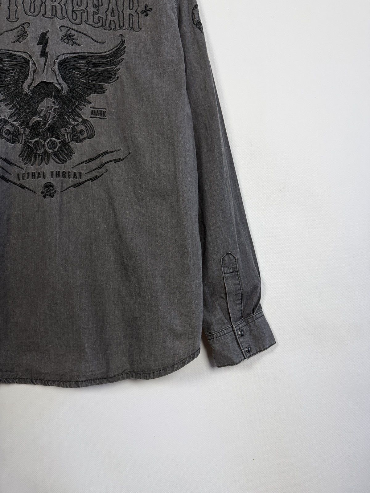 Vintage MotorGear Denim Shirt Eagle Biker Graphic Vintage XL Size US XL / EU 56 / 4 - 16 Thumbnail