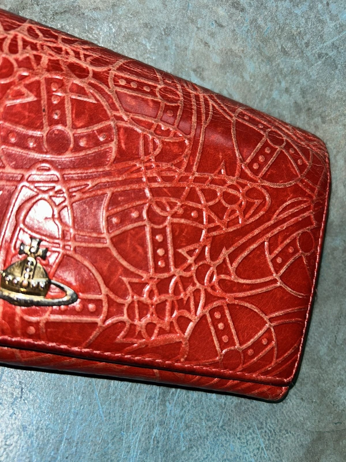 Vivienne Westwood London Embossed Monogram Orb Red Long Zip Wallet Size ONE SIZE - 14 Thumbnail