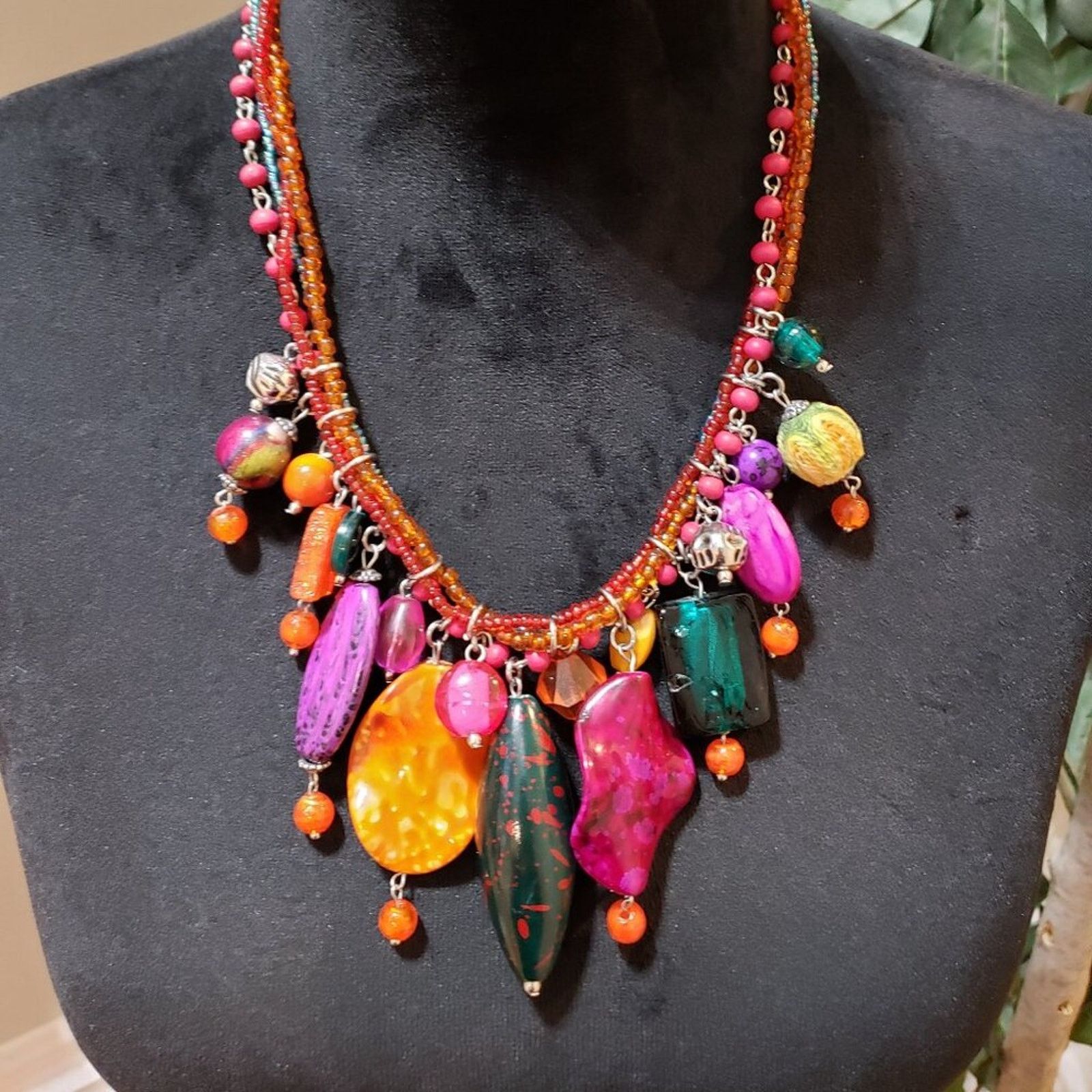 The Unbranded Brand Fashion Multi Strand Colorful Beads & Stone Charm Necklace Size ONE SIZE - 1 Thumbnail