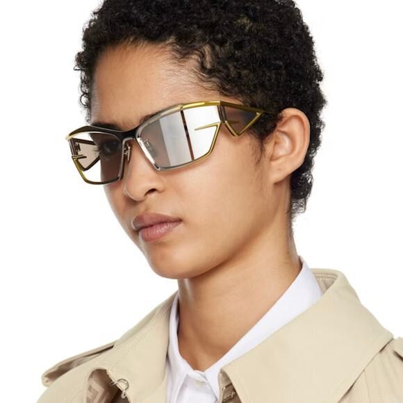 Givenchy Givenchy GV40066U 39C Sunglasses Yellow Geometric Frame Size ONE SIZE - 3 Thumbnail
