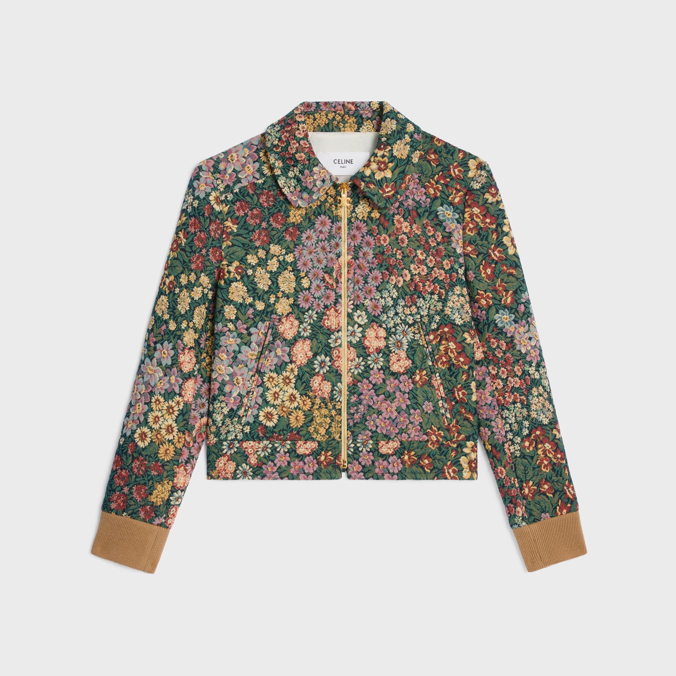 Celine BLOUSON JACKET IN COTTON JACQUARD khaki/chalk/red/violet Size S / US 4 / IT 40 - 1 Thumbnail