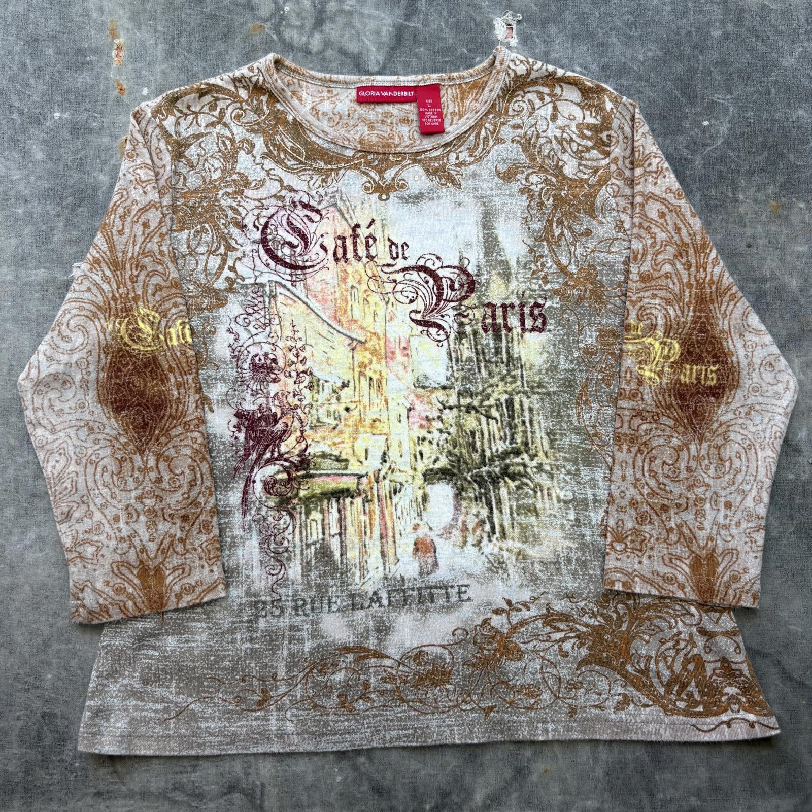 Vintage Vintage Y2K Cafe De Paris Paisley Stretchy 3/4 Sleeve Shirt Size L / US 10 / IT 46 - 1 Thumbnail