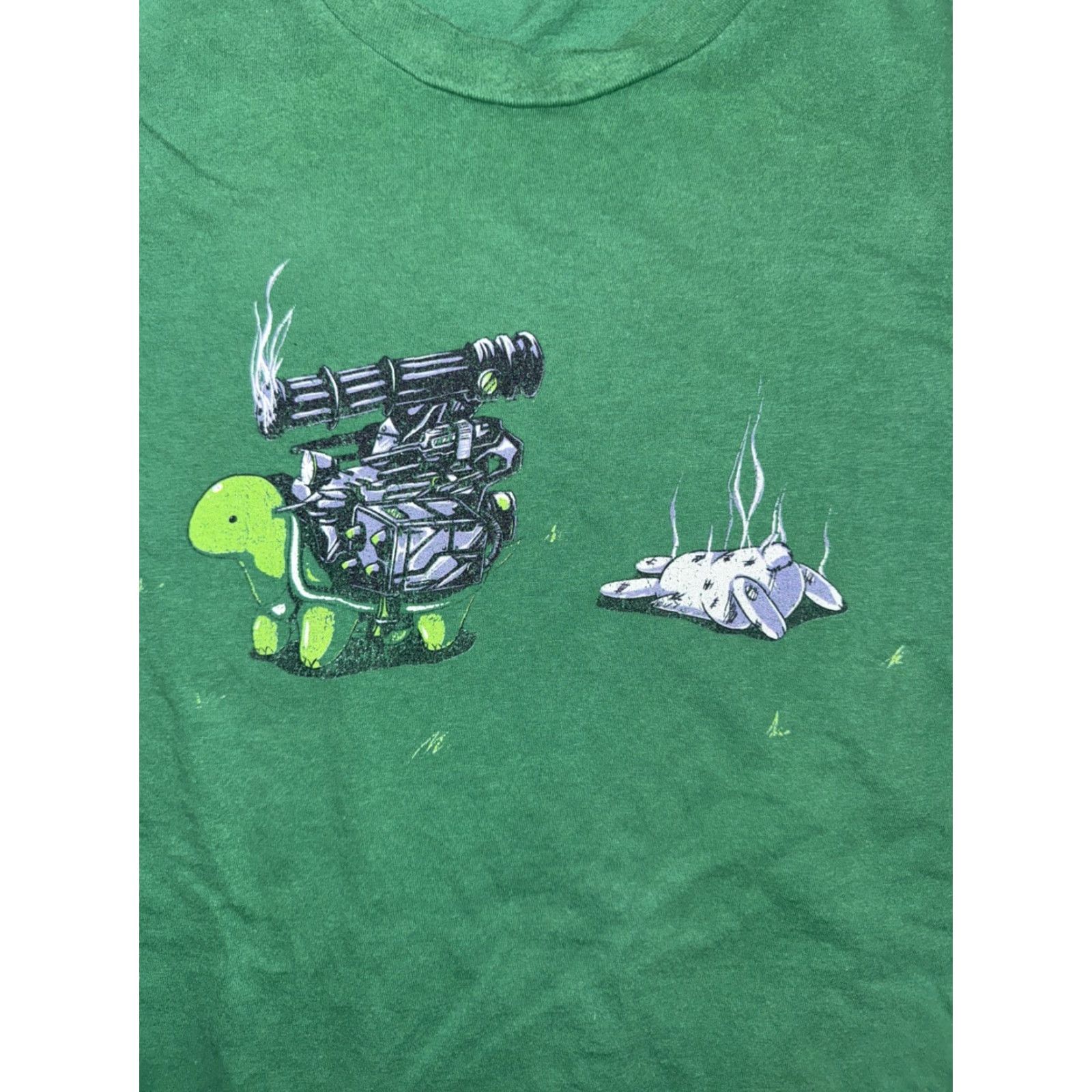 Vintage Green Turtle Tank Graphic Tee Men’s XL Shirt Funny Parody Y2K Streetwear Art 23x28 Size US XL / EU 56 / 4 - 2 Thumbnail