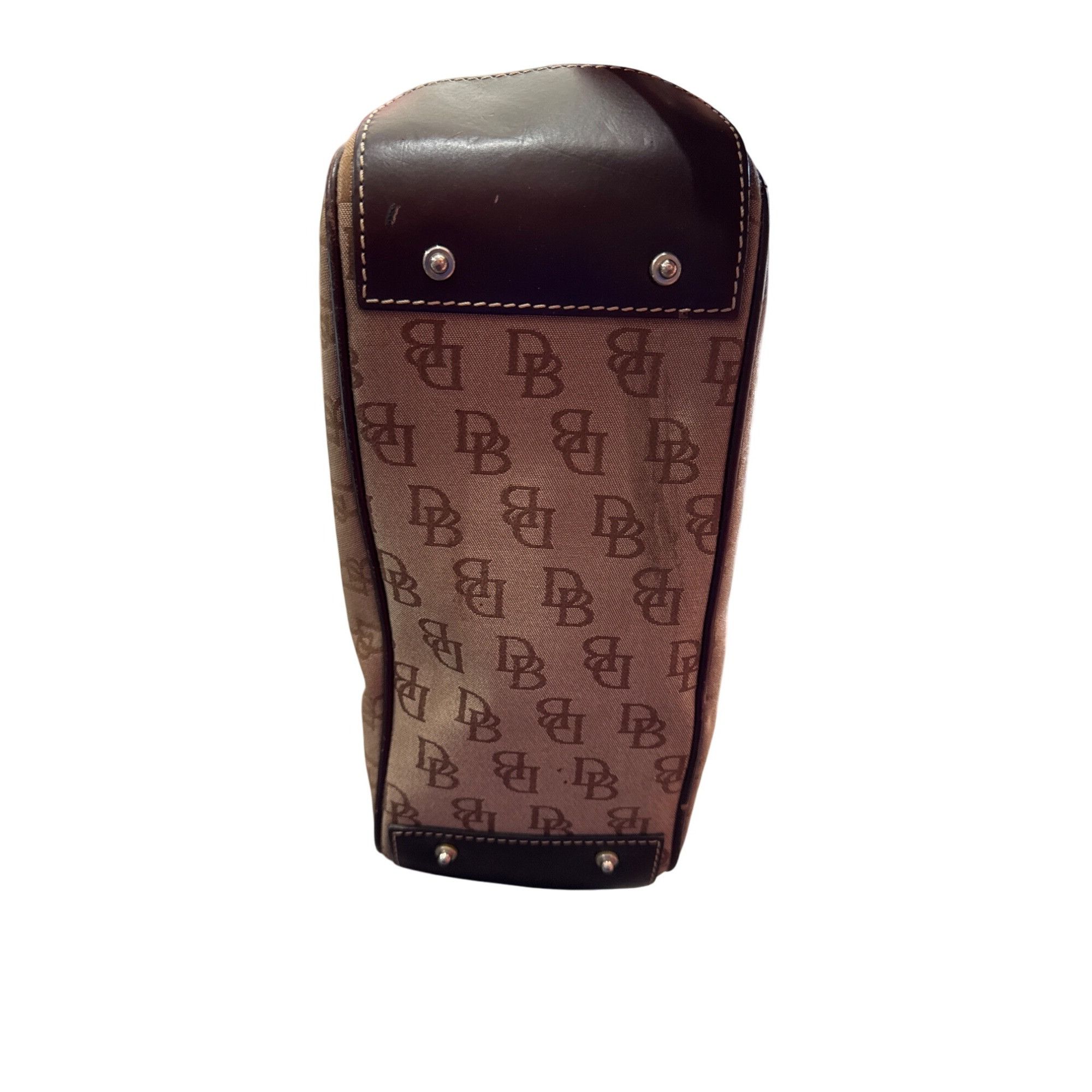 Dooney & Bourke Dooney Bourke womans Brown Leather Canvas Satchel Handbag SK Size ONE SIZE - 6 Thumbnail