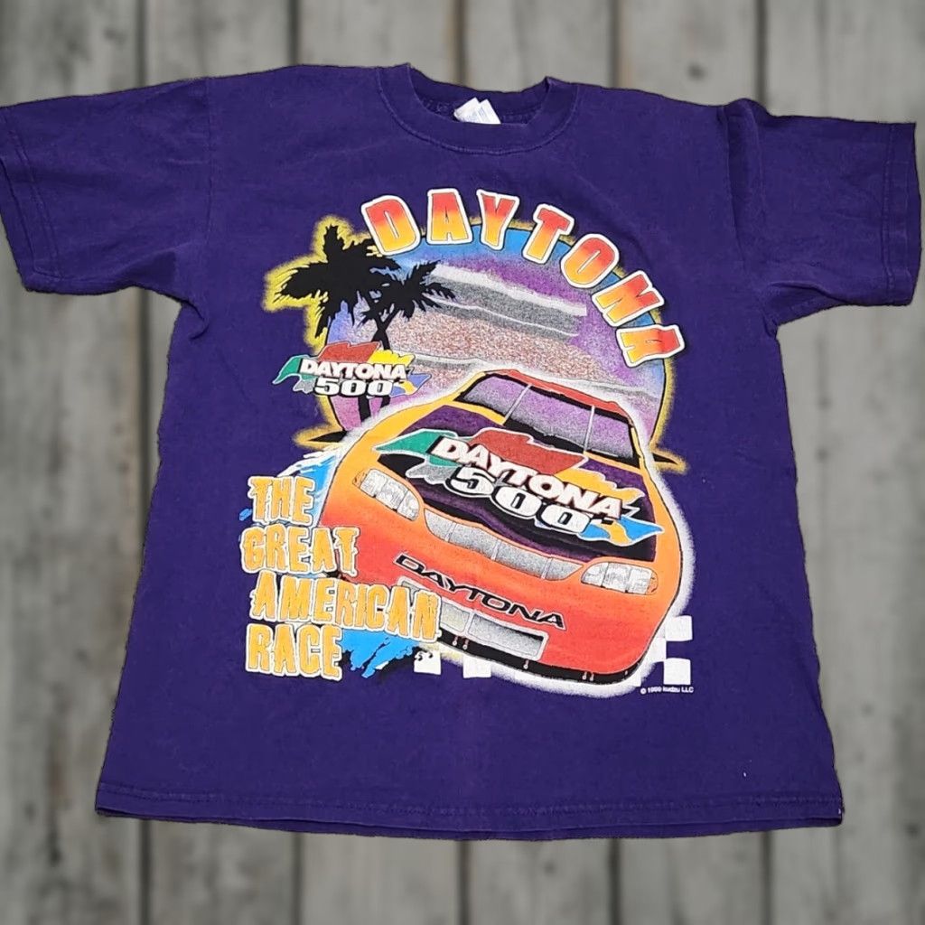 Gildan VINTAGE Daytona 500 All Over Print T-Shirt Rare Double Sided Gildan Crew Neck Men M Purple 90s Nascar Dale Earnhardt Racing 1999 Size US M / EU 48-50 / 2 - 1 Thumbnail