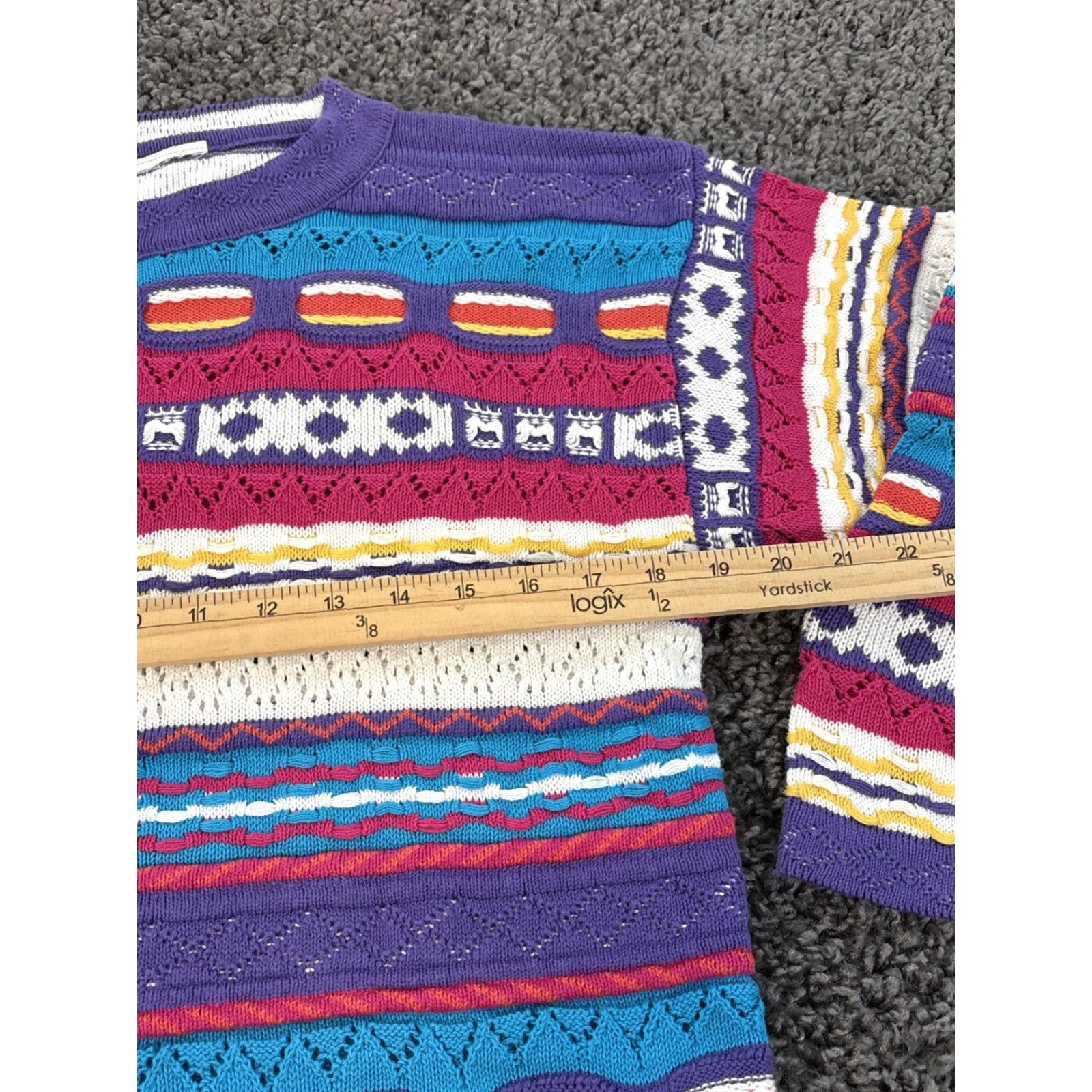 Coogi VINTAGE Coogi Sweater Womens L Purple 90s Cable-Knit Pullover Knit 3D Pink Size L / US 10 / IT 46 - 3 Thumbnail