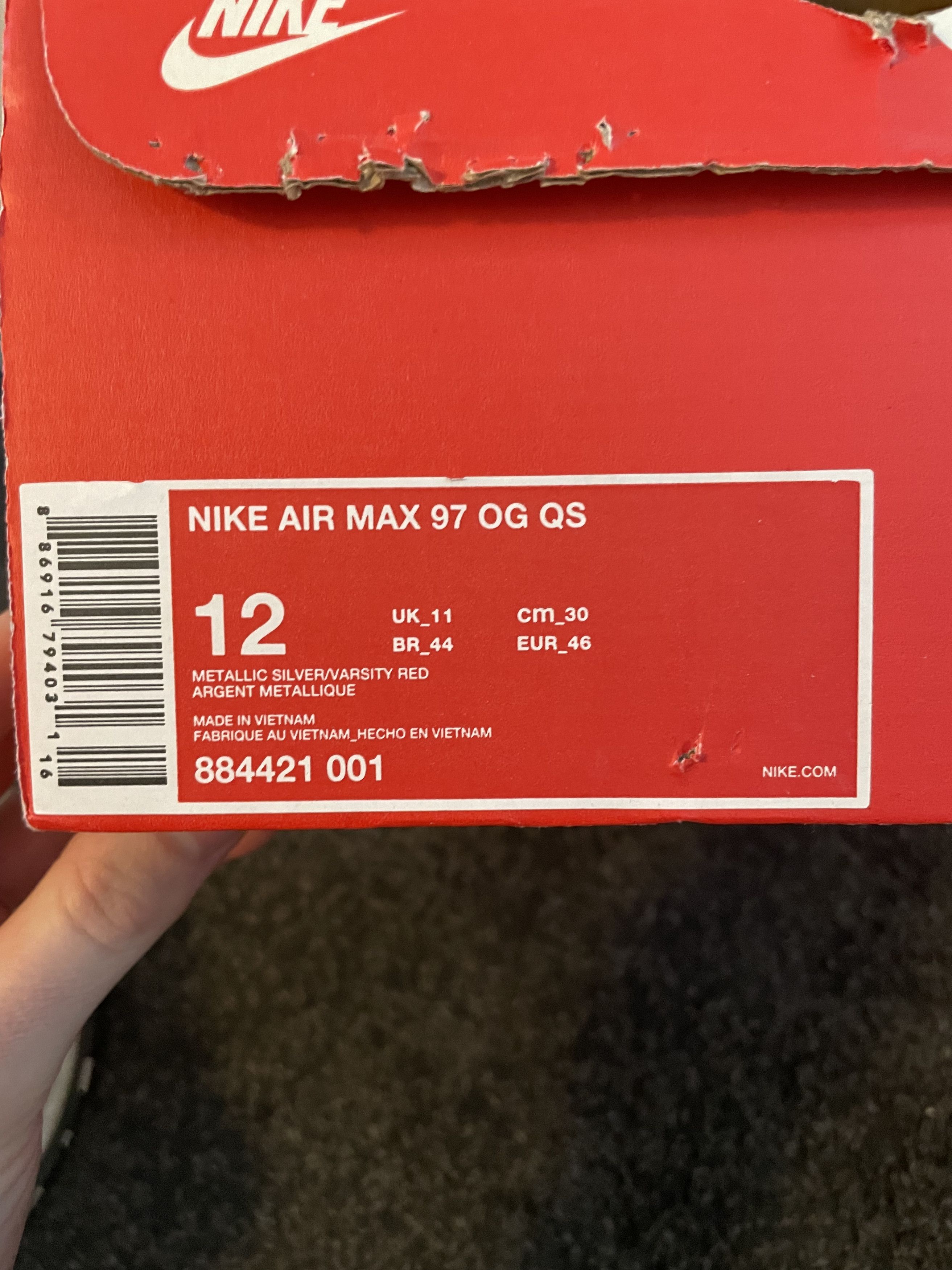Nike Nike Air Max 97 OG Silver Bullet (2017) Size US 12 / EU 45 - 10 Thumbnail