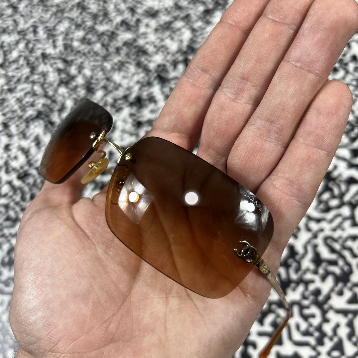 Chanel Vintage Y2K CHANEL Rimles Brown Lens Sunglasses Luxury Style Size ONE SIZE - 5 Thumbnail