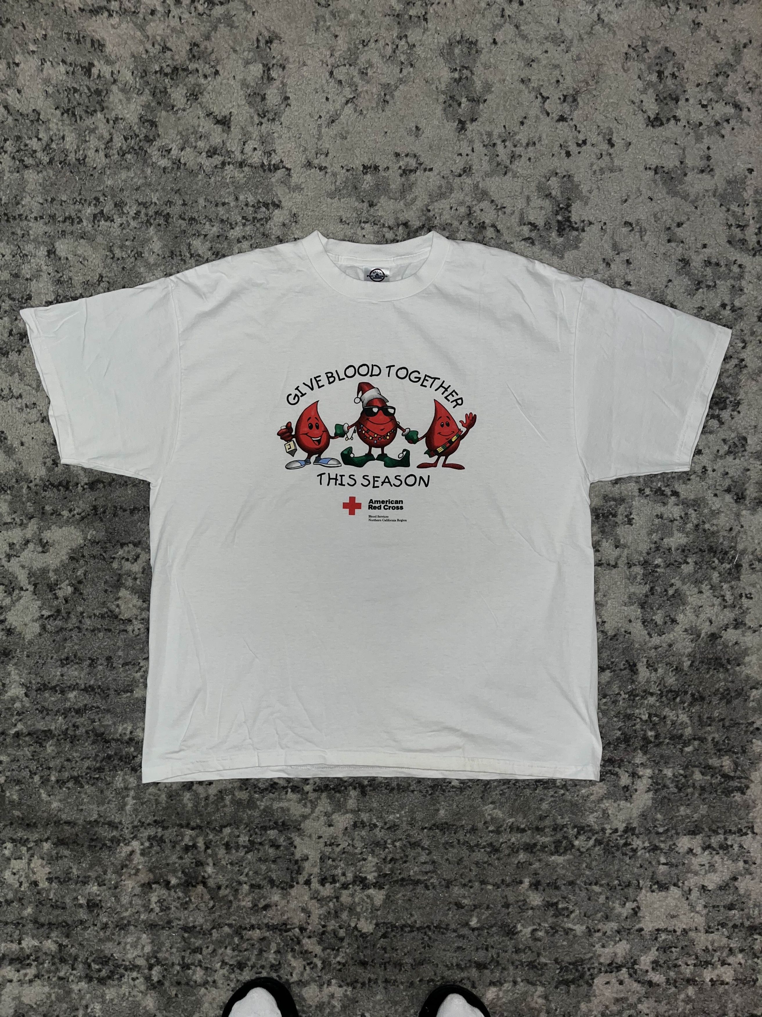 Vintage Vintage 90s Give Blood Together Red Cross Shirt Size US XL / EU 56 / 4 - 1 Thumbnail