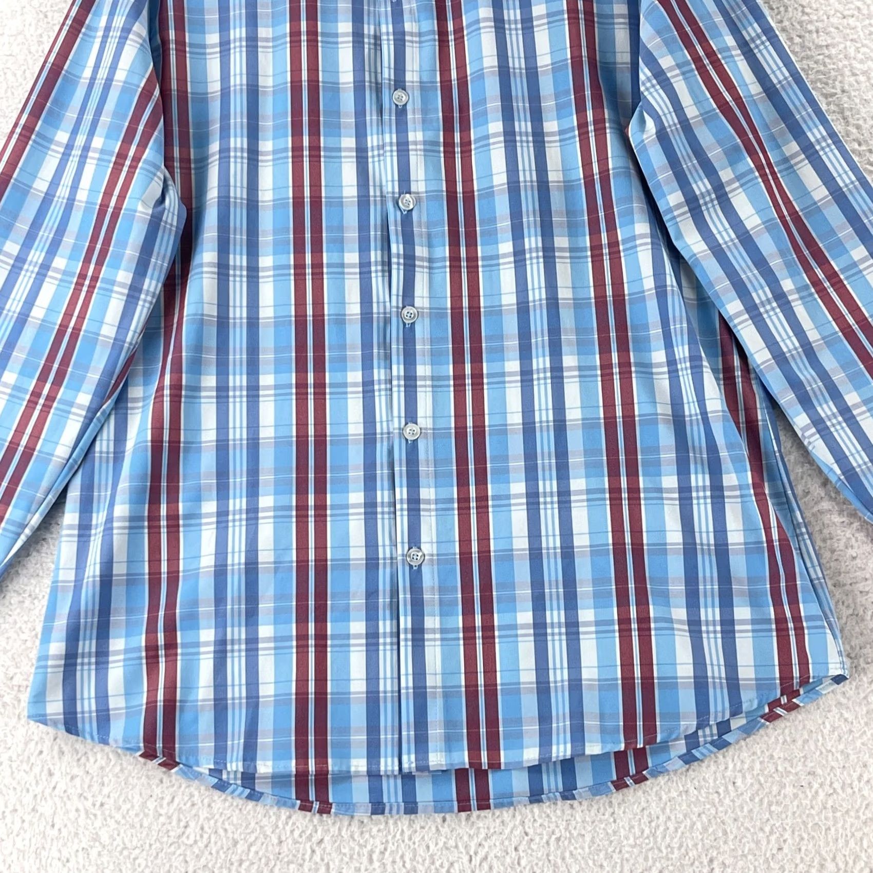 Mizzen+Main Mizzen+Main Button-Up Shirt Mens Large Blue Plaid USA Made Trim Fit Size US L / EU 52-54 / 3 - 5 Thumbnail