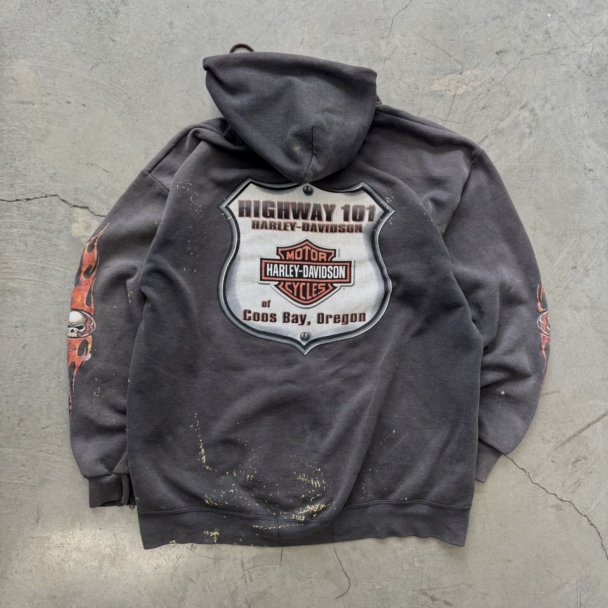 Harley Davidson Vintage ERD Style Chrome Flame Harley Davidson Zip Up Hoodie Size US XL / EU 56 / 4 - 11 Thumbnail