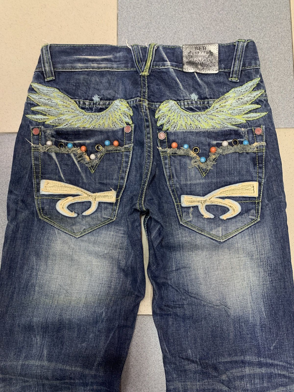 If Six Was Nine Y2K Red Pepper Denim Japan Wings Flared Jeans Size US 28 / EU 44 - 6 Thumbnail
