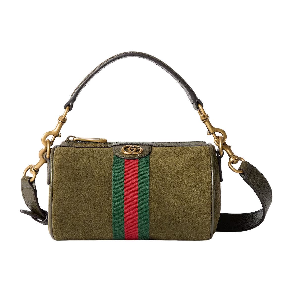 GUCCI Ophidia Mini $1980 Dark Green Suede Shoulder Bag New &