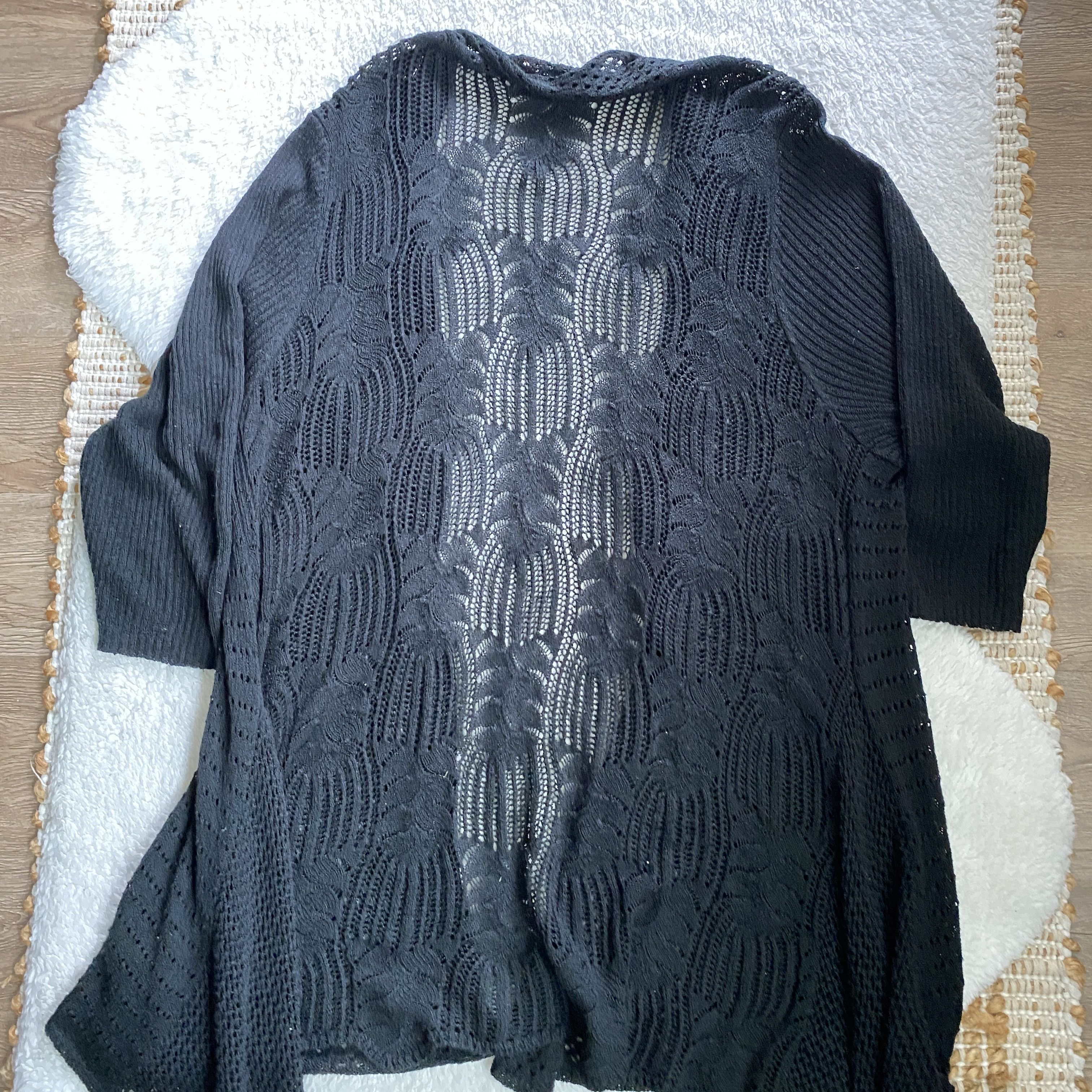 Other Daytrip Black Asymmetrical Open Knit Cardigan – One Size Size ONE SIZE - 4 Thumbnail
